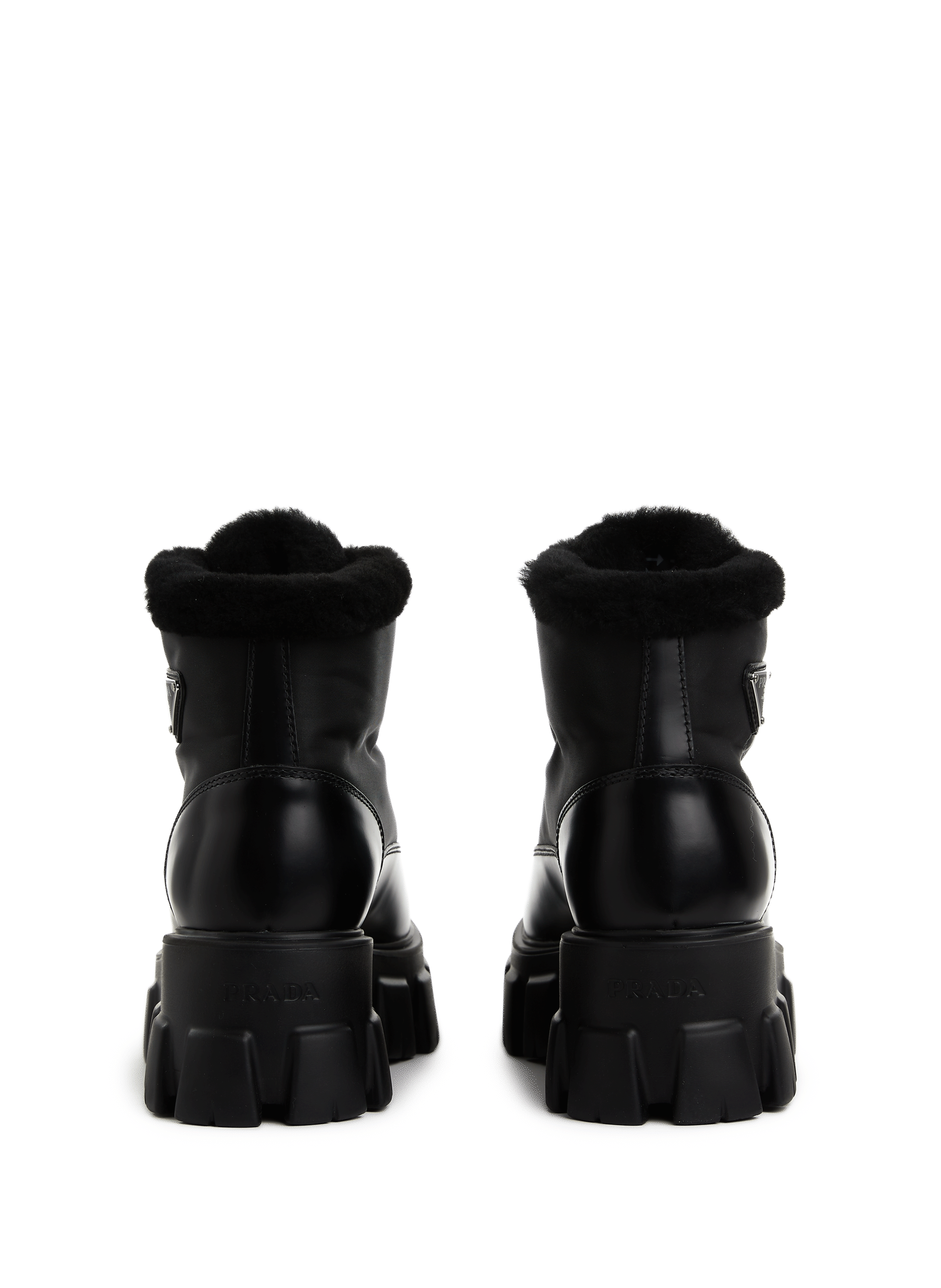 Fur-lined ankle boots PRADA Black