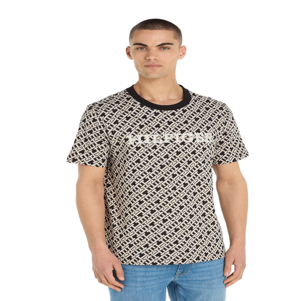 Tommy Hilfiger Patterned Cotton T-shirt In Black