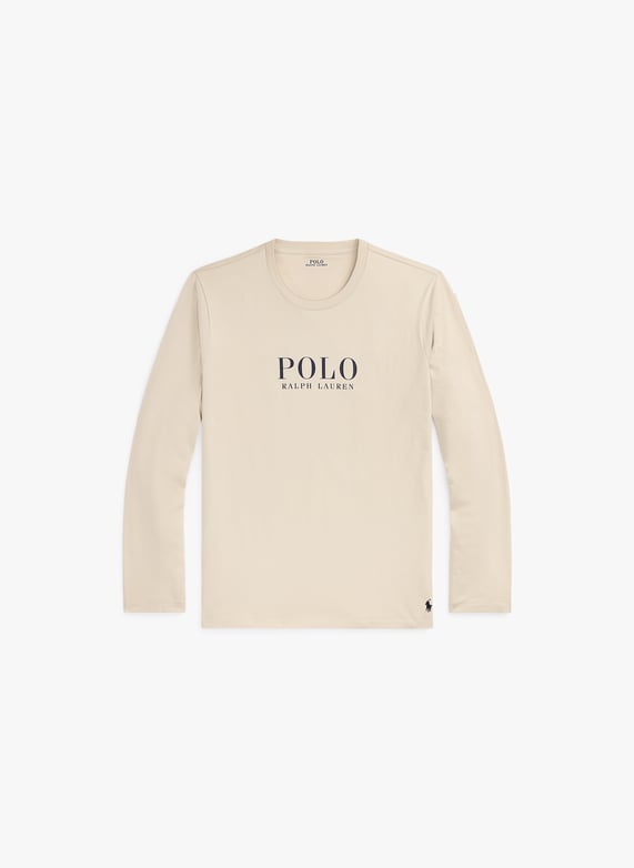 Round neck sweater with logo Beige Polo ralph lauren Men Printemps