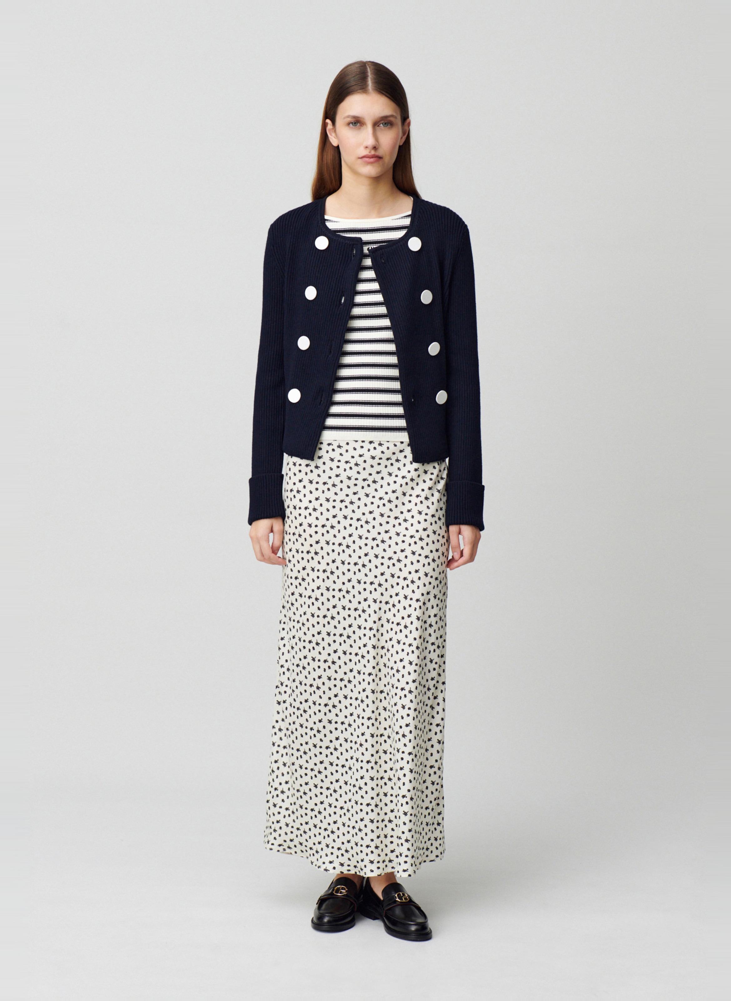 Cardigan droit col rond CLAUDIE PIERLOT Bleu