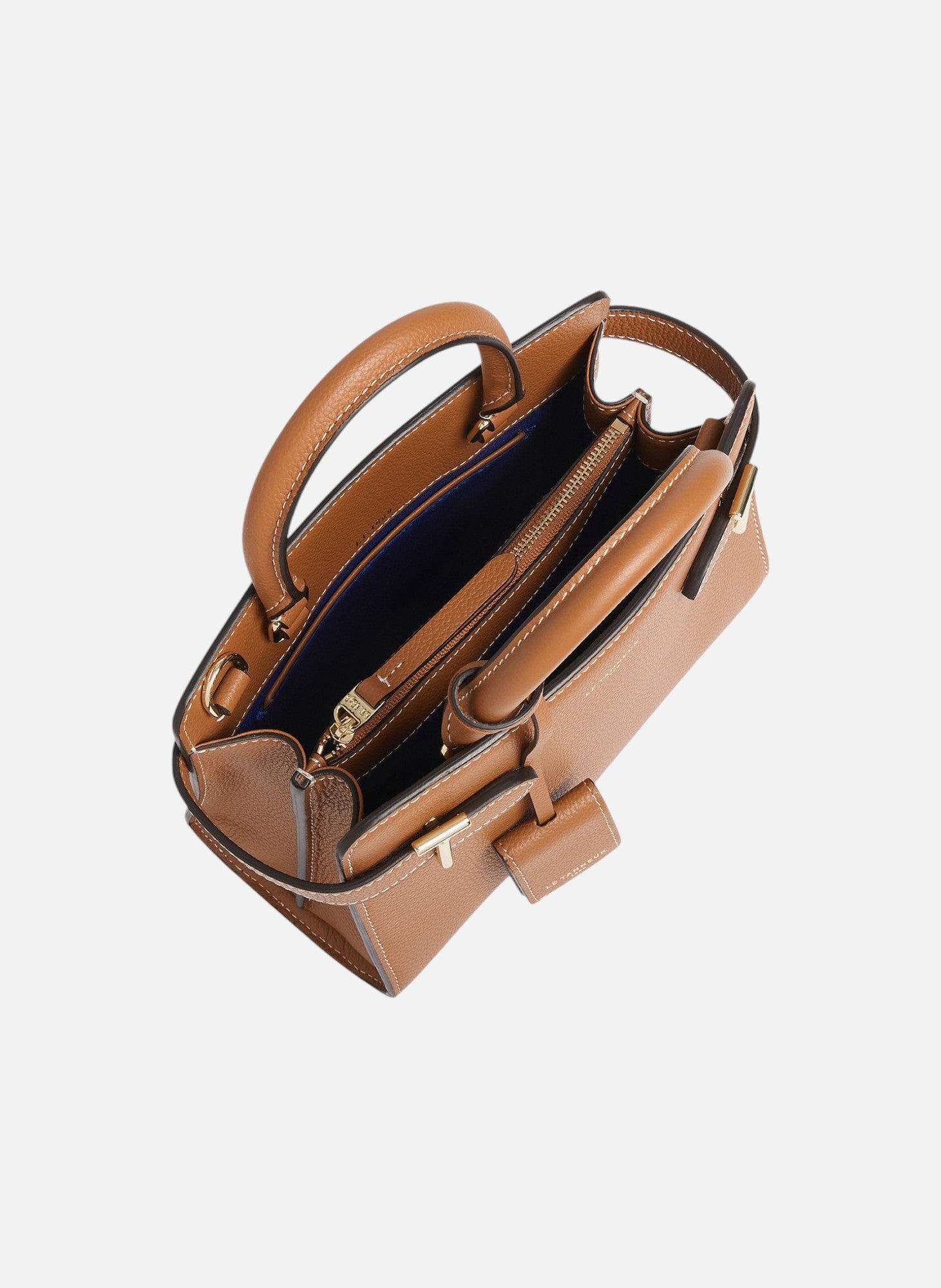 Petit sac à main emilie en cuir grainé LE TANNEUR Marron