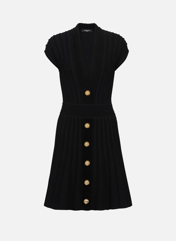 Robe courte en velour à boutons Noir by BALMAIN BALMAIN Robe courte en velour à boutons Noir