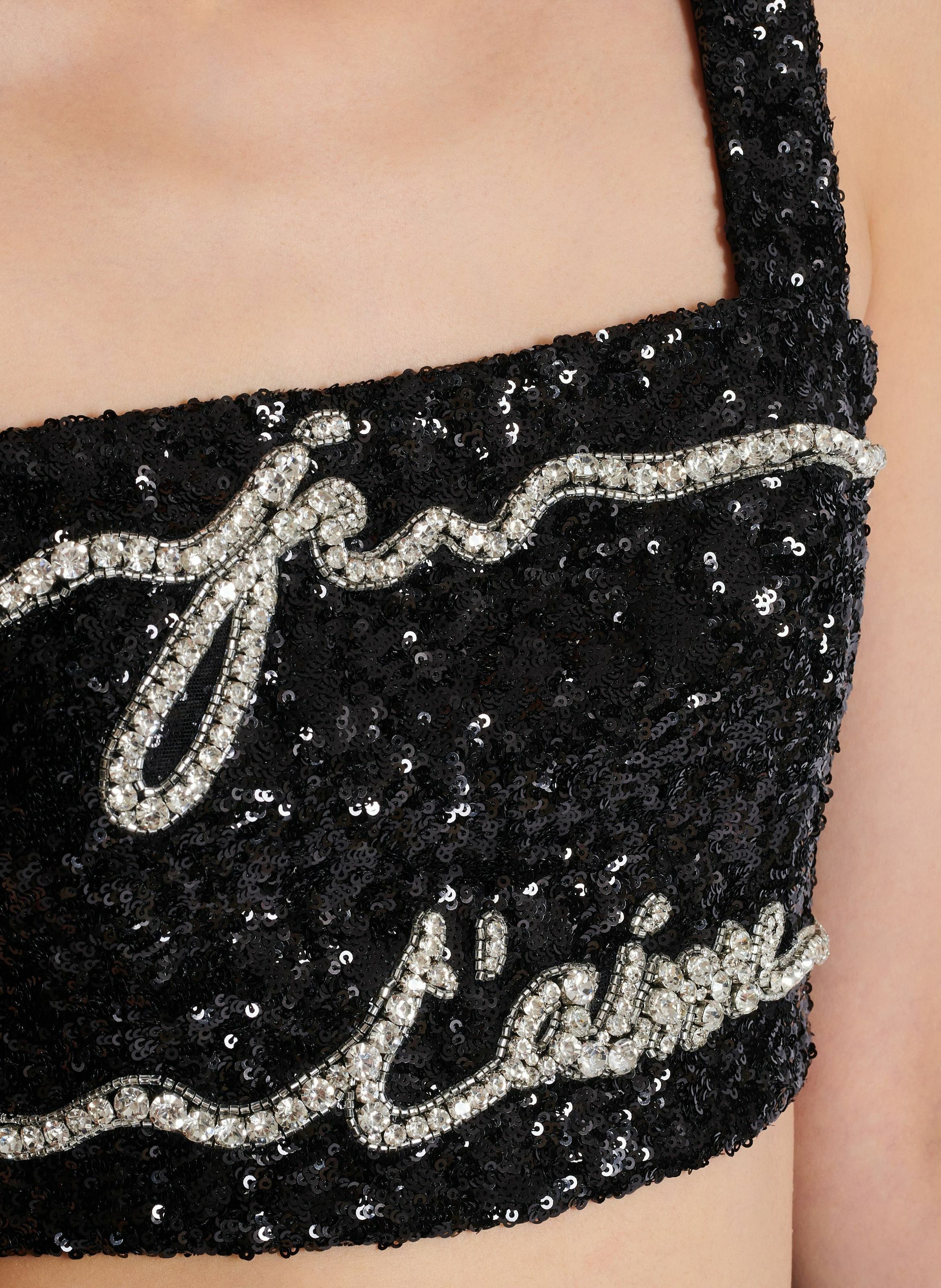 Top court brodé « lettre d'amour » BALMAIN Noir