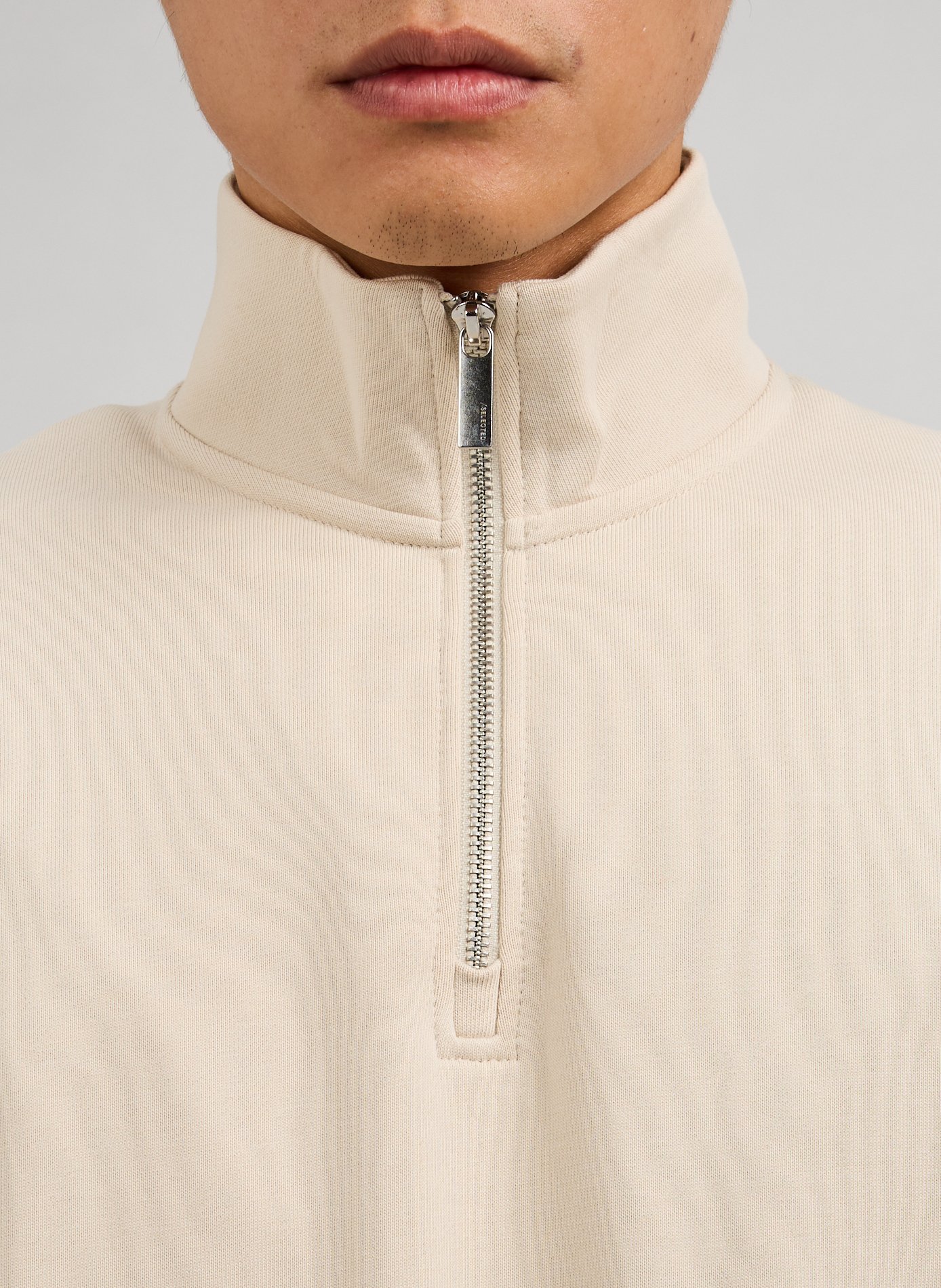 Cotton sweatshirt SELECTED Beige