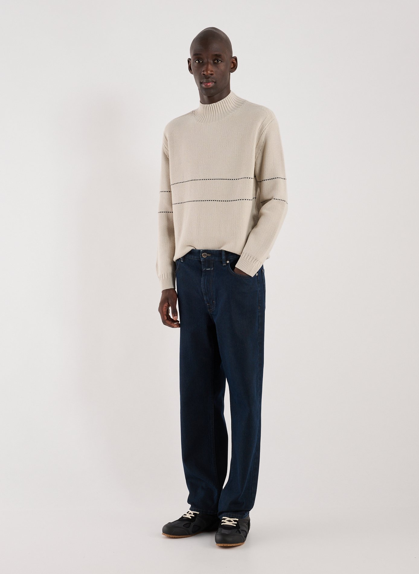 High-neck wool blend sweater EMPORIO ARMANI White