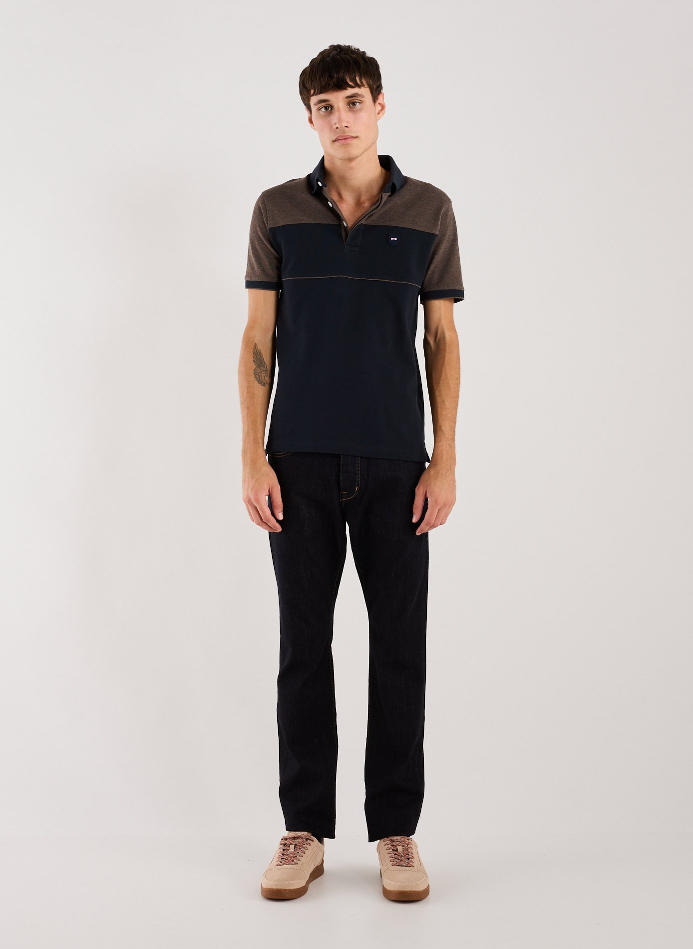 Cotton-blend polo shirt EDEN PARK Blue