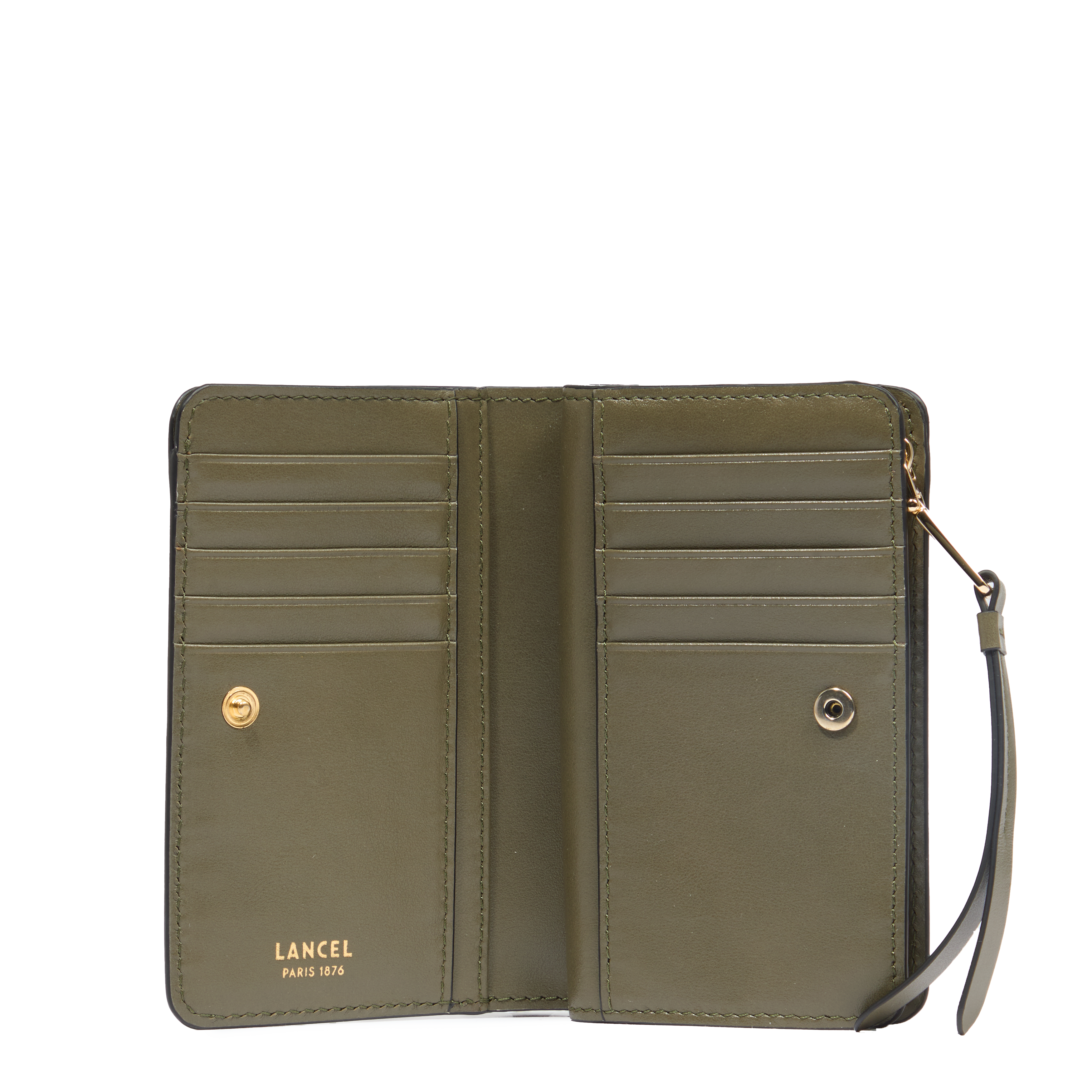 Portefeuille rectangulaire zippé origami de lancel en cuir LANCEL Vert