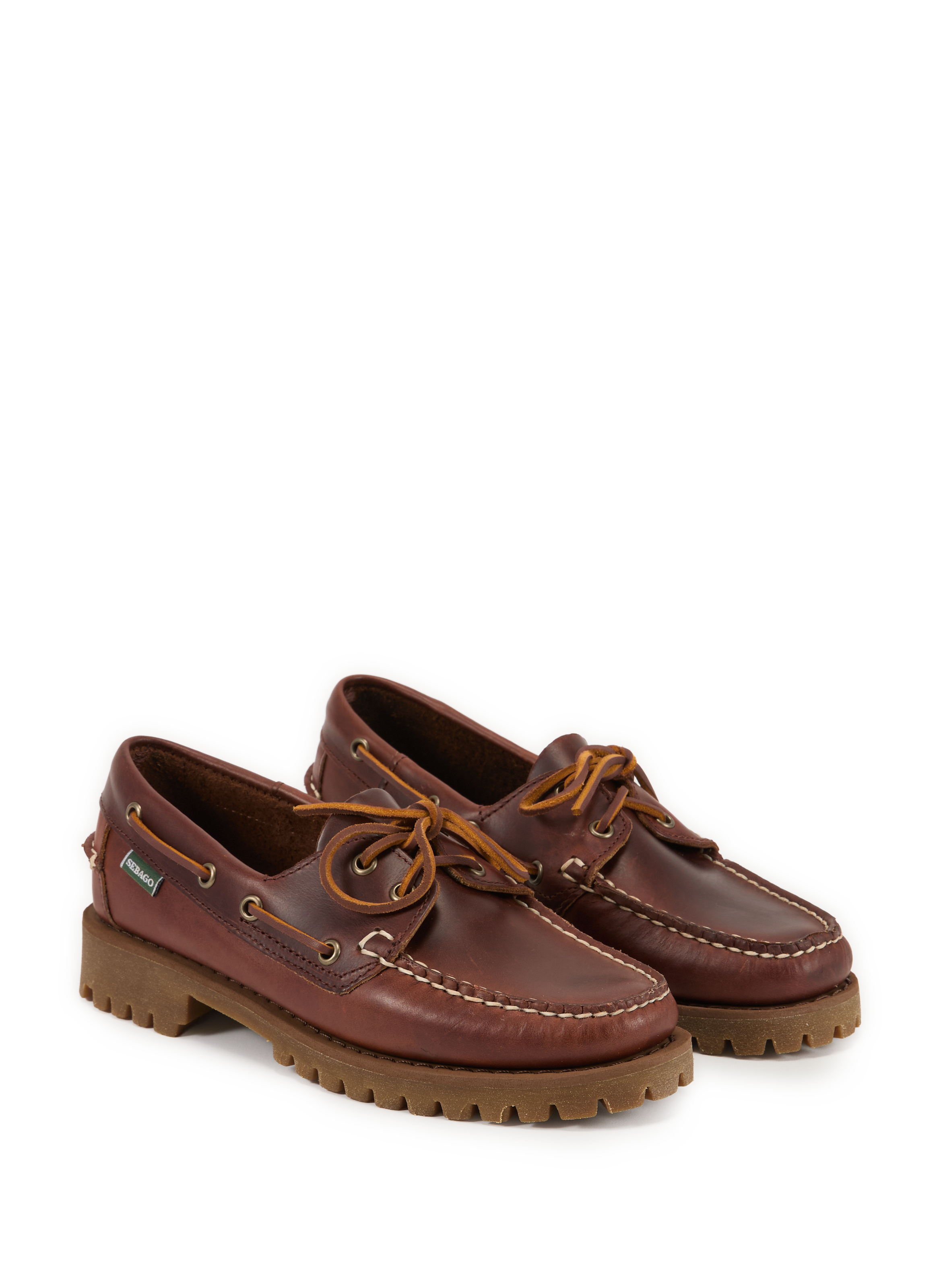 Lace-up leather blend moccasins SEBAGO Brown