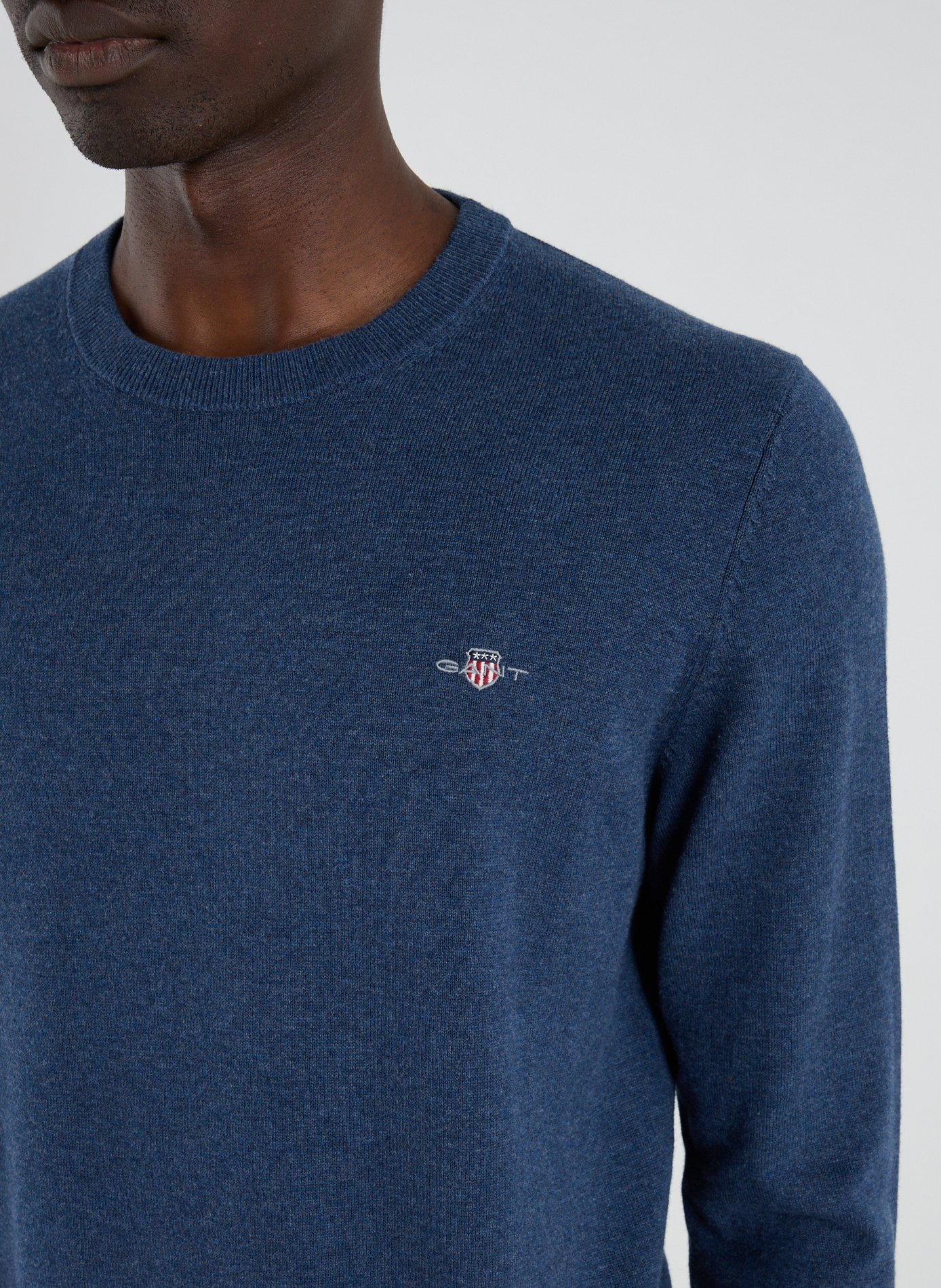 Pull col rond en coton GANT Bleu