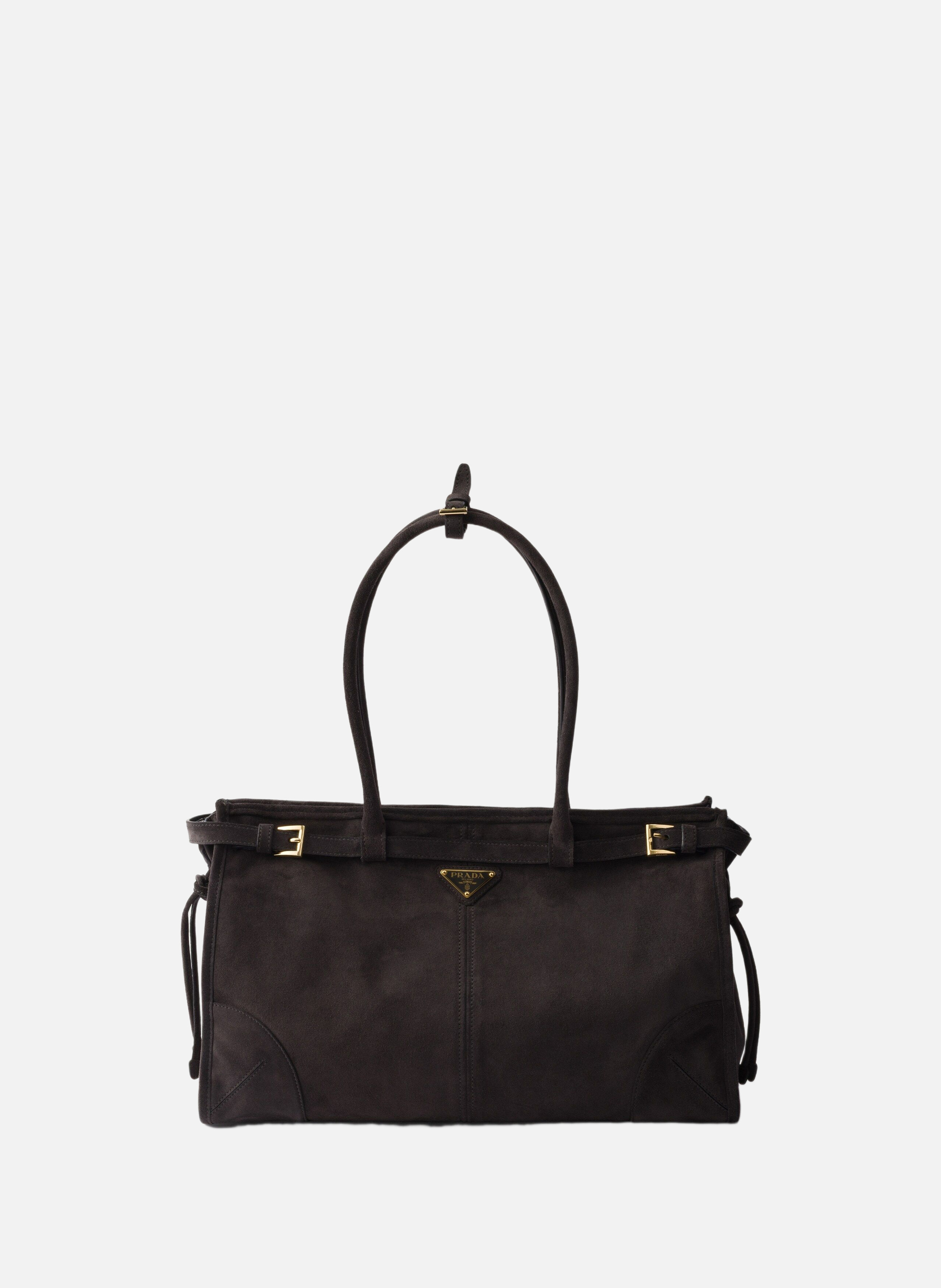 Grand sac à main prada bonnie en veau velours PRADA Gris