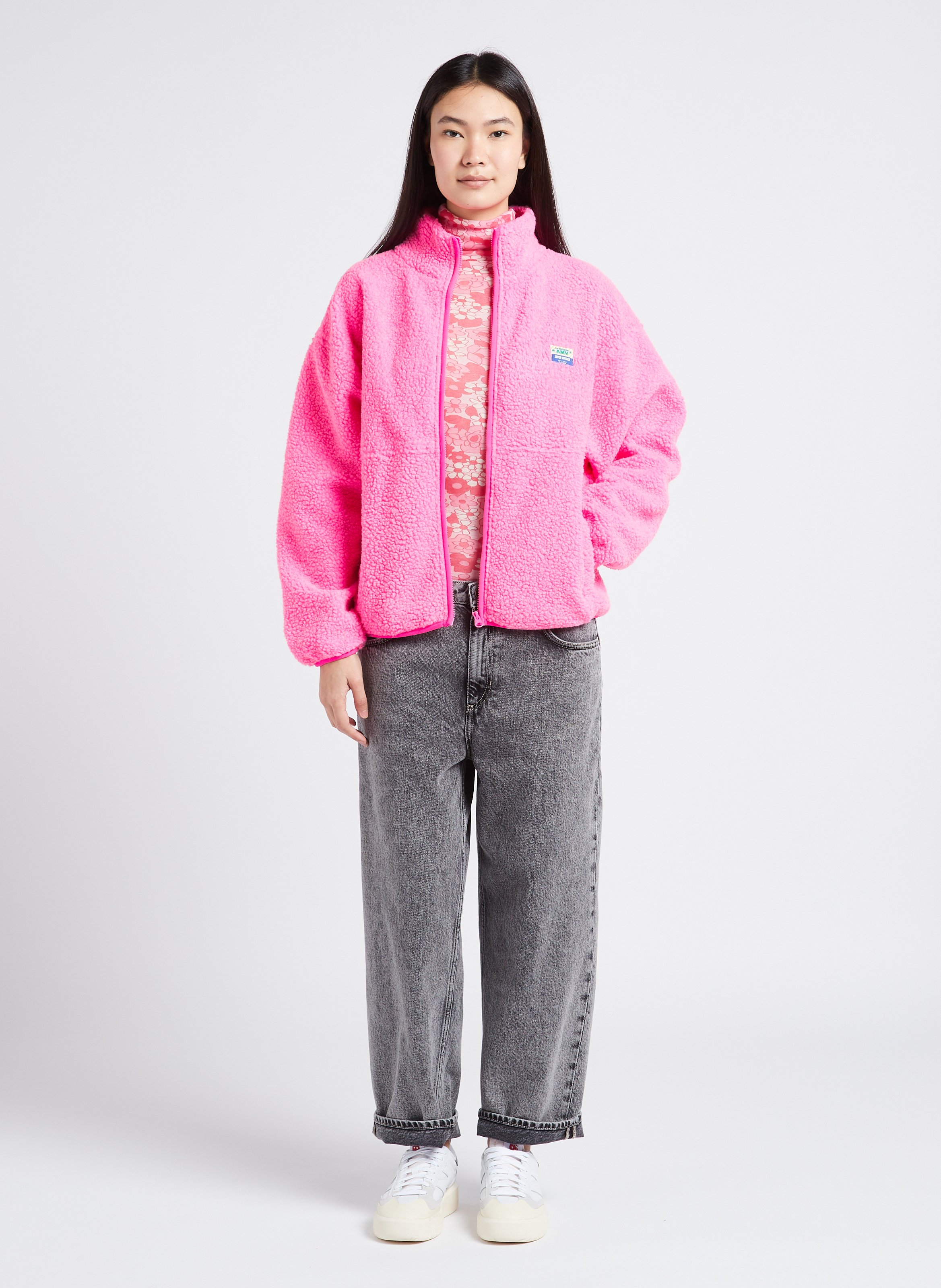 Veste ample zippée à col montant polaire hoktown AMERICAN VINTAGE Rose