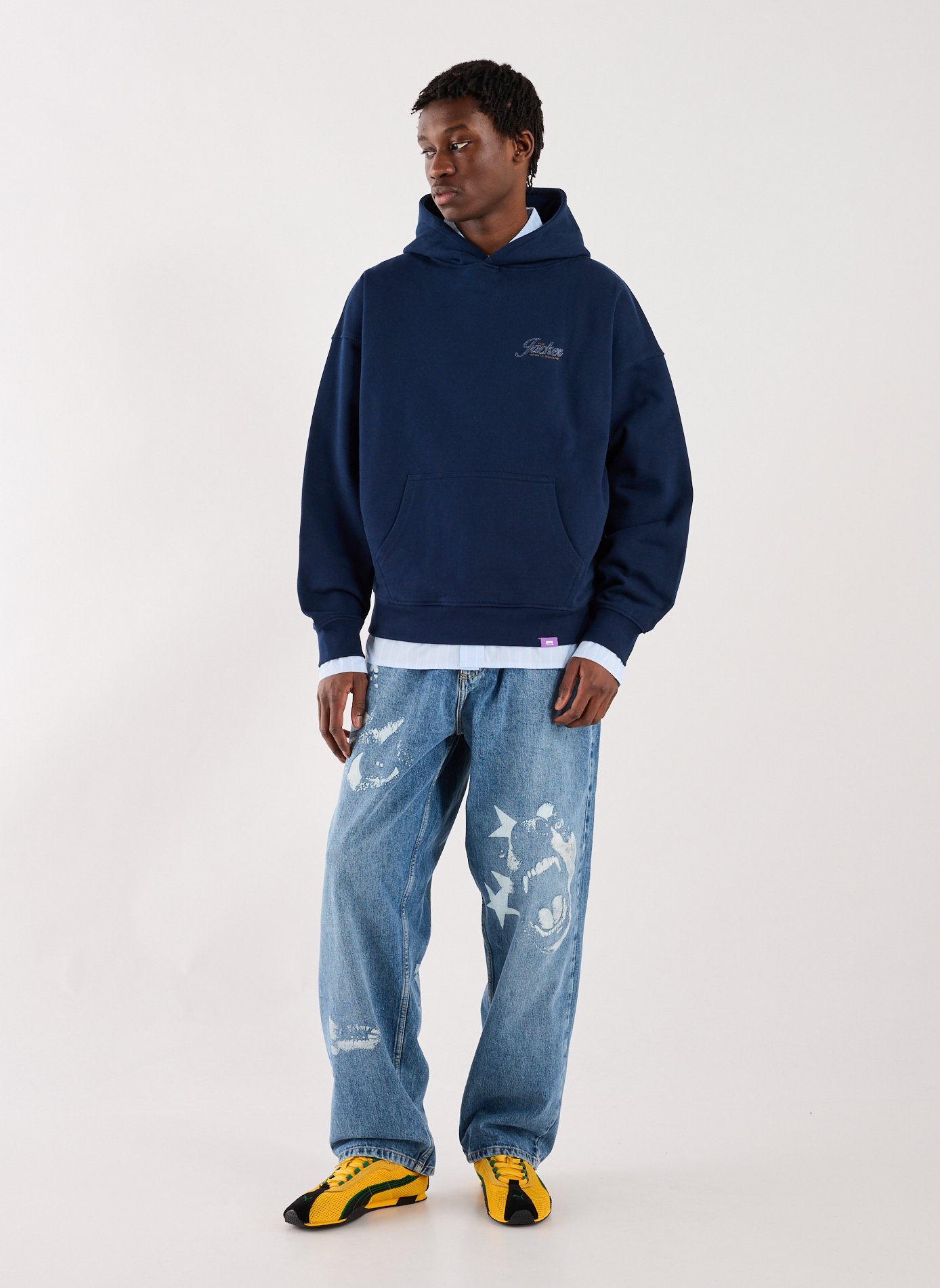 Sweat droit à capuche en coton  JACKER. Bleu