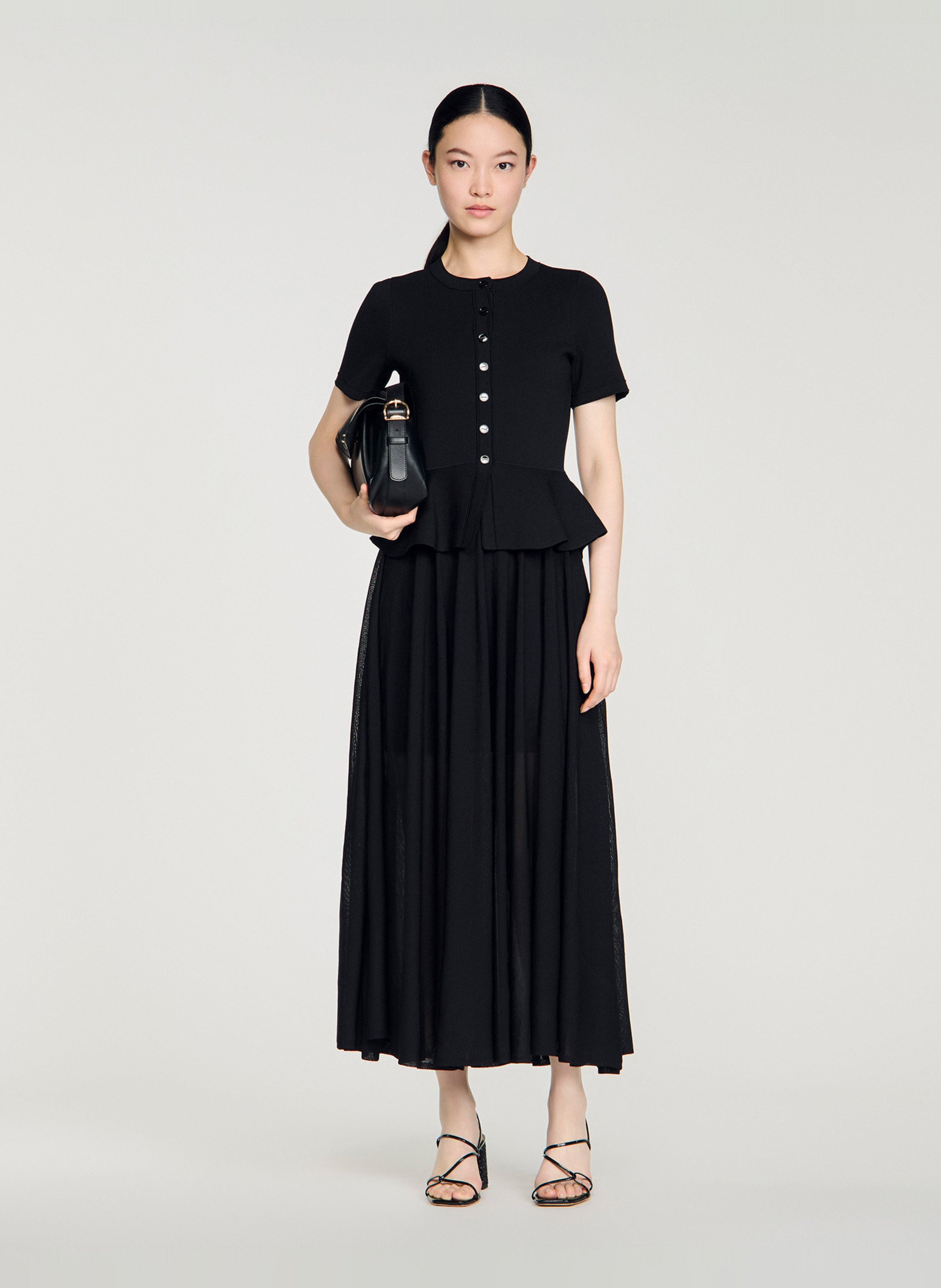 Robe longue col rond SANDRO Noir