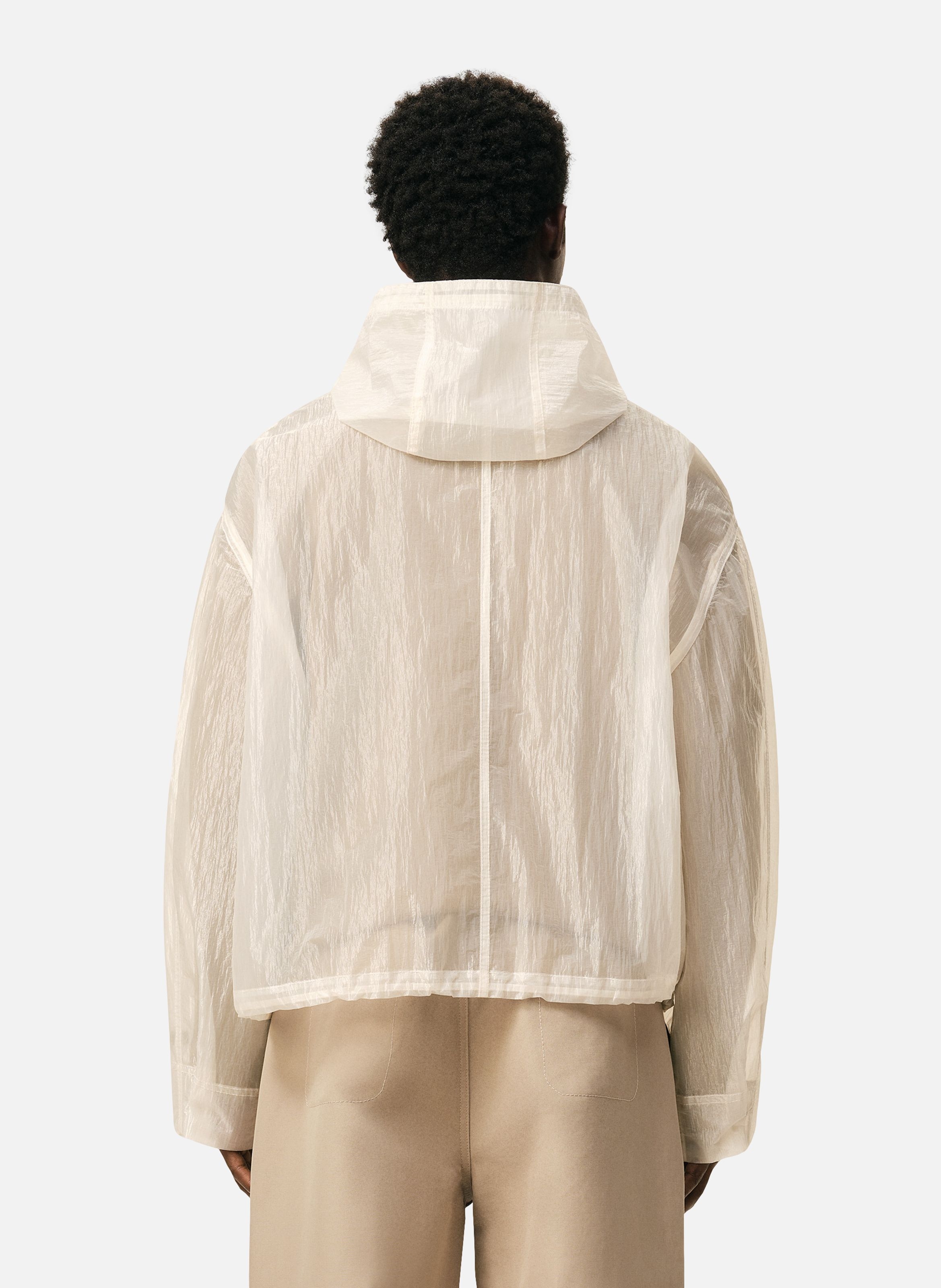 Coupe vent zippé en nylon AMI PARIS Blanc