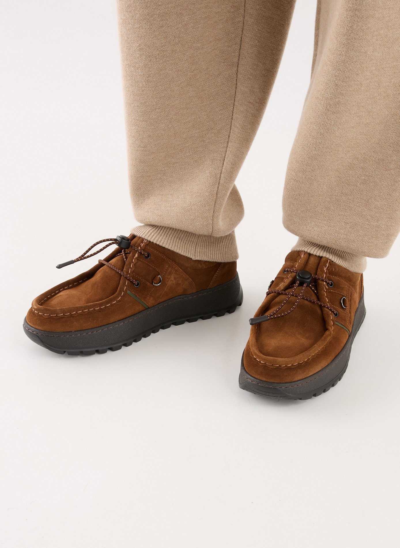 Serrated suede leather derbies KLEMAN Brown