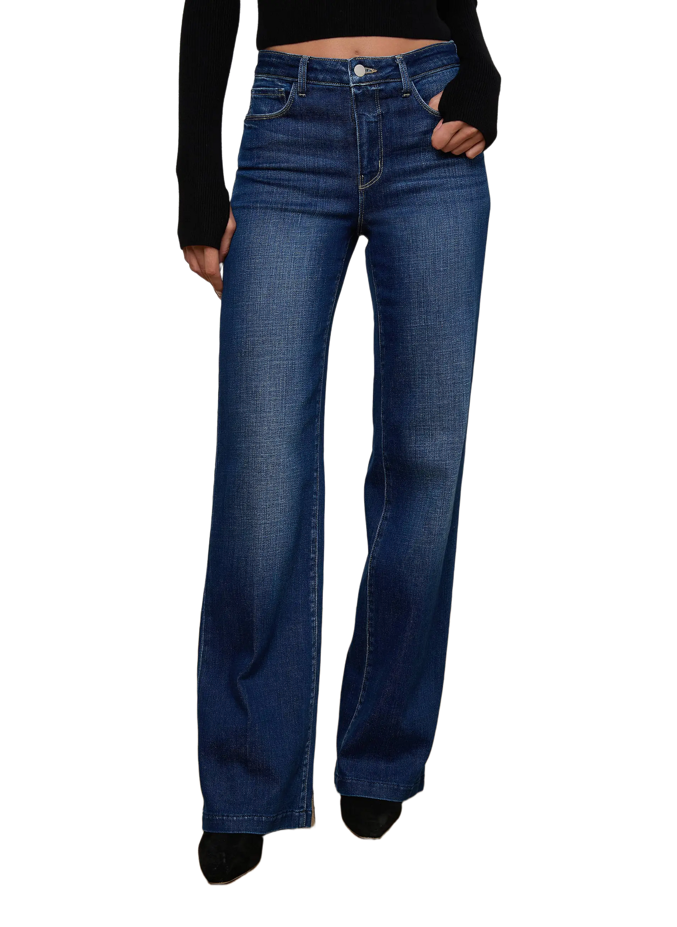 Jean ample en coton mélangé L'AGENCE Bleu