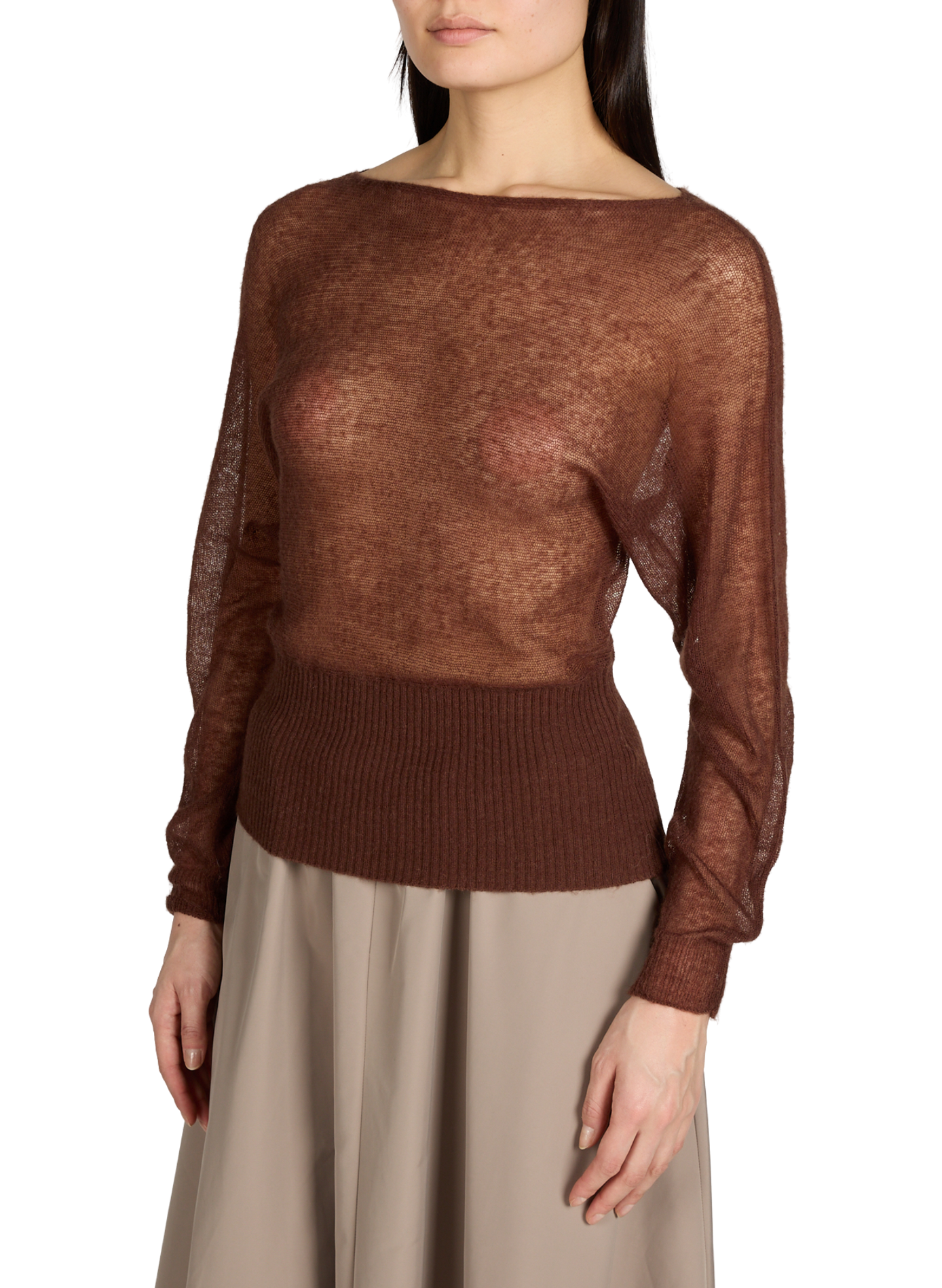 Taillierter Pullover mit Bootsausschnitt TOPSHOP Braun