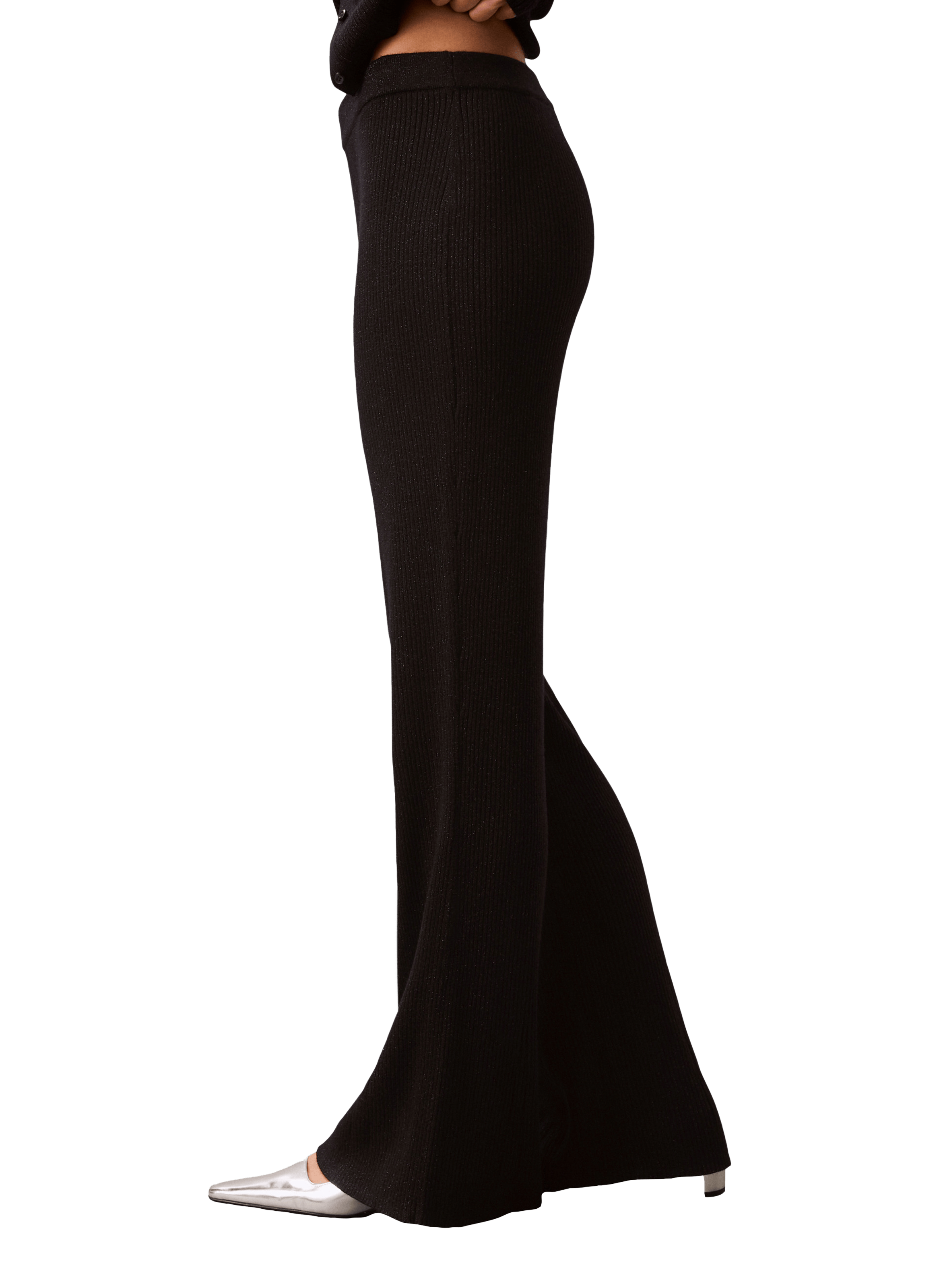 Pantalon évasé côtelé à logo CALVIN KLEIN Bleu