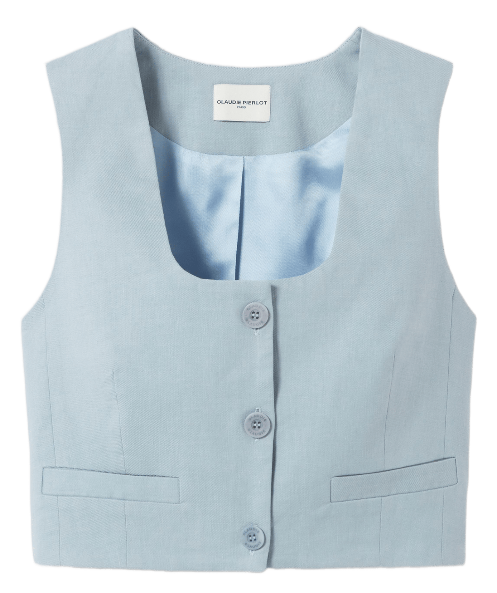 Gilet tailleur court en lin mélangé CLAUDIE PIERLOT Bleu