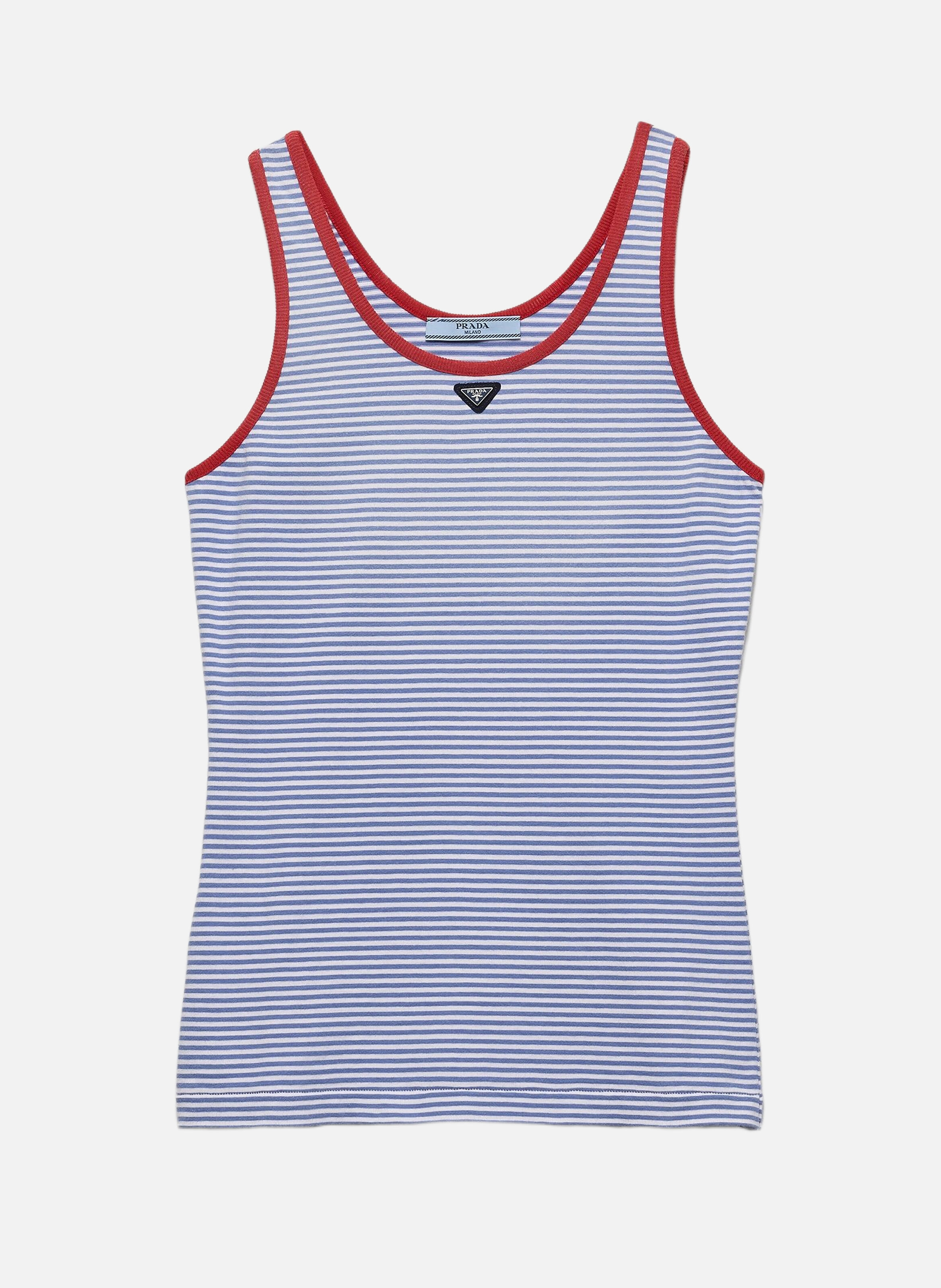 Débardeur en jersey de coton rayé PRADA Bleu