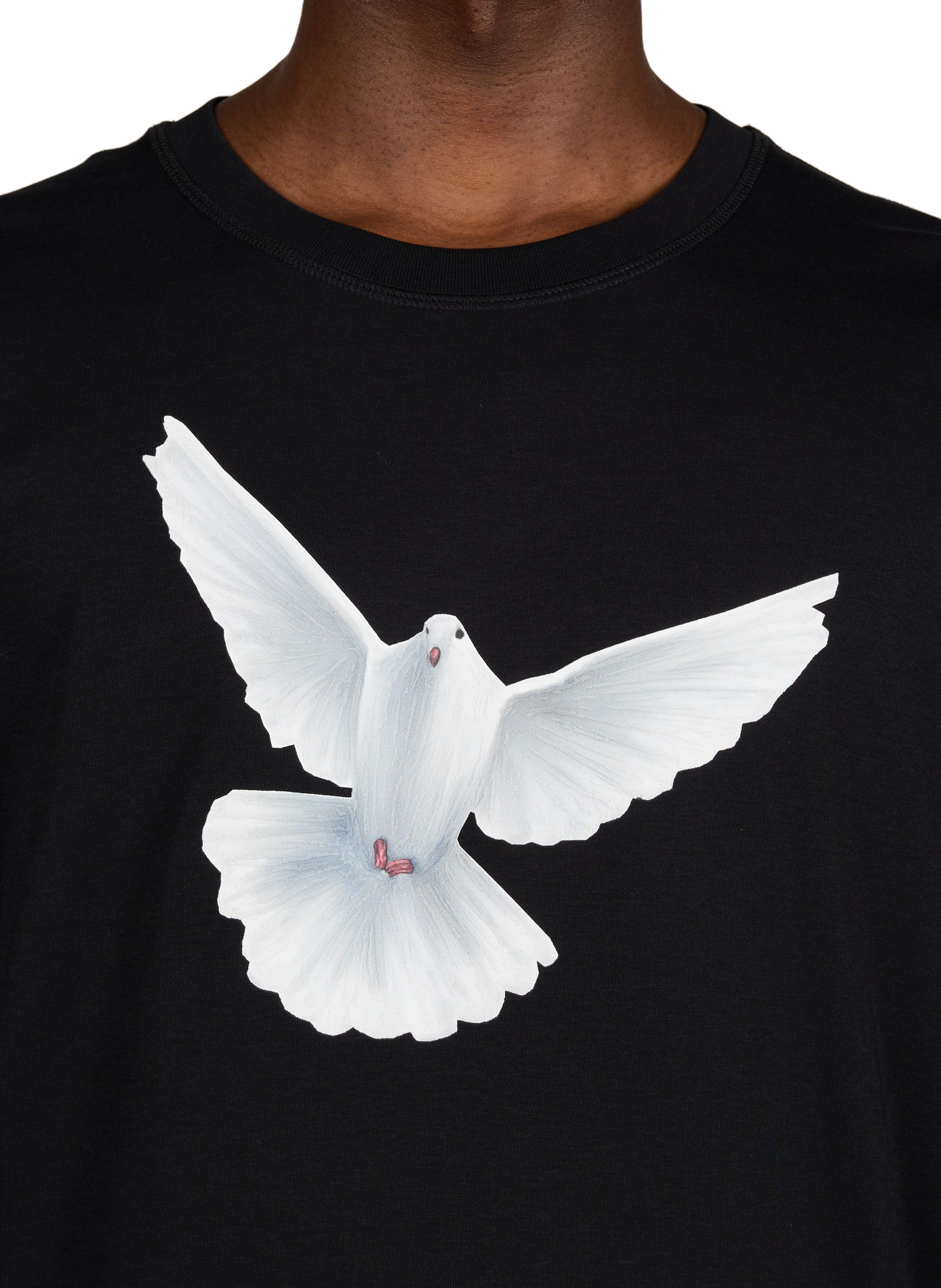 Cotton T-shirt with dove print 3 PARADIS Black