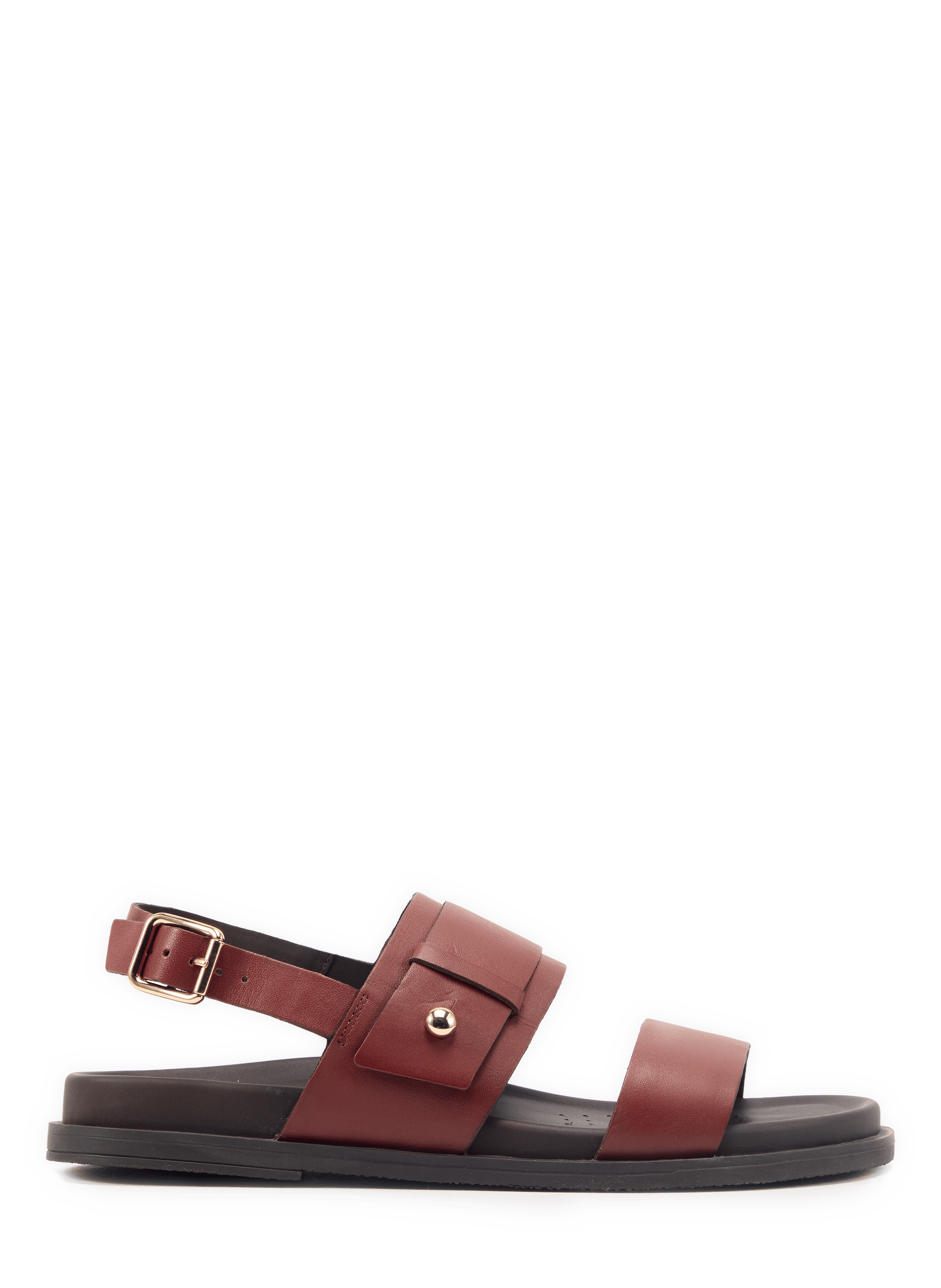 Flat leather Adelash sandals GEOX Brown