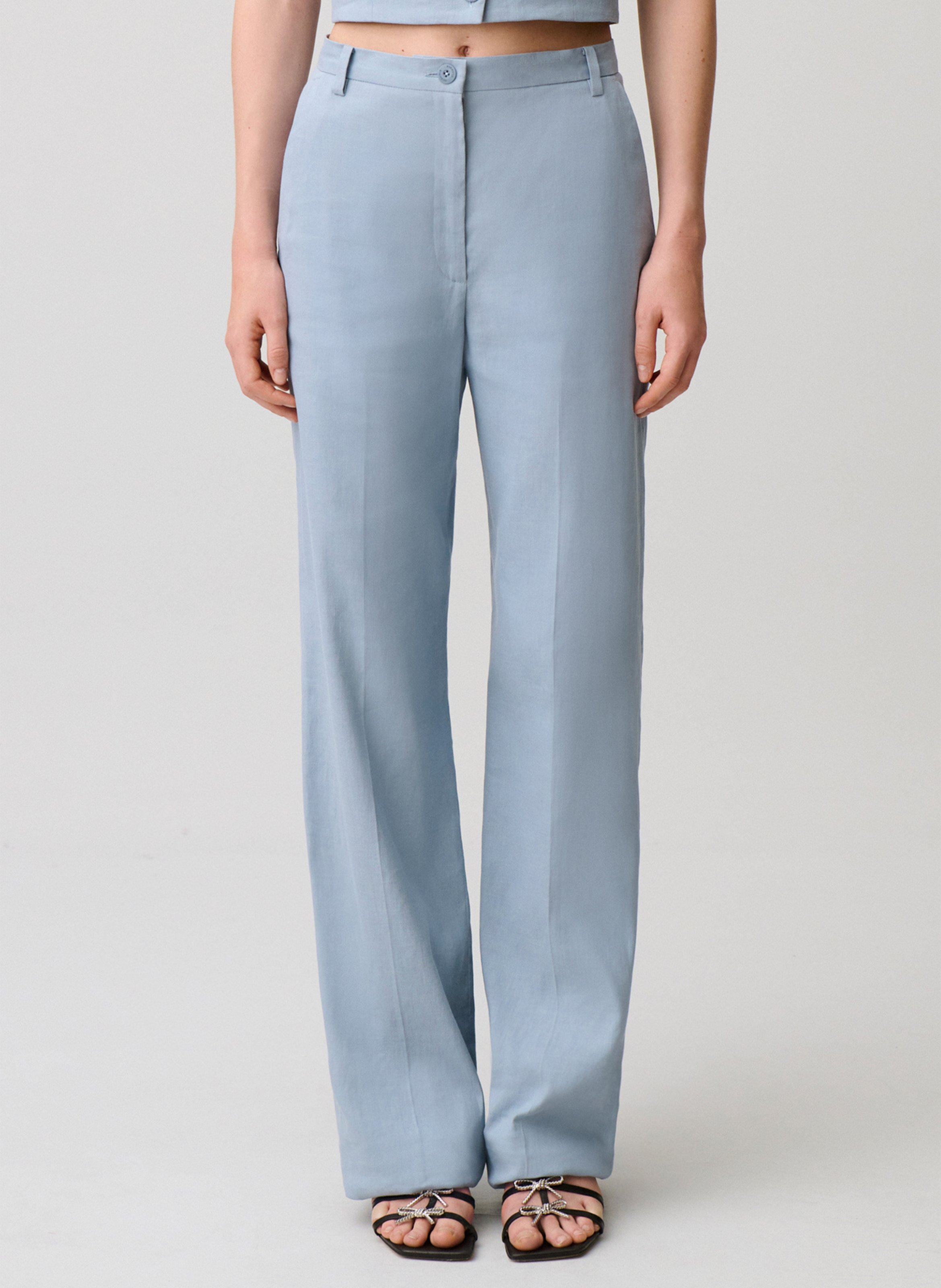 Pantalon droit taille haute uni CLAUDIE PIERLOT Bleu