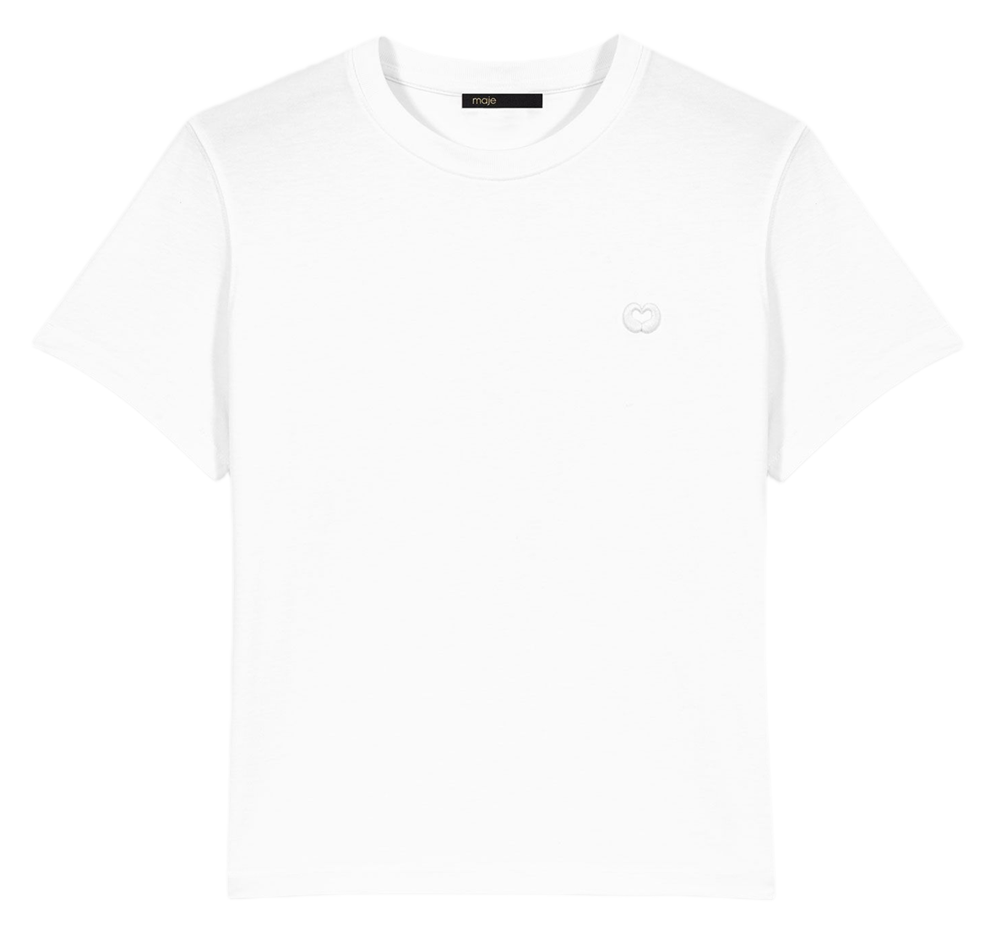 T-shirt droit col rond en coton MAJE Blanc