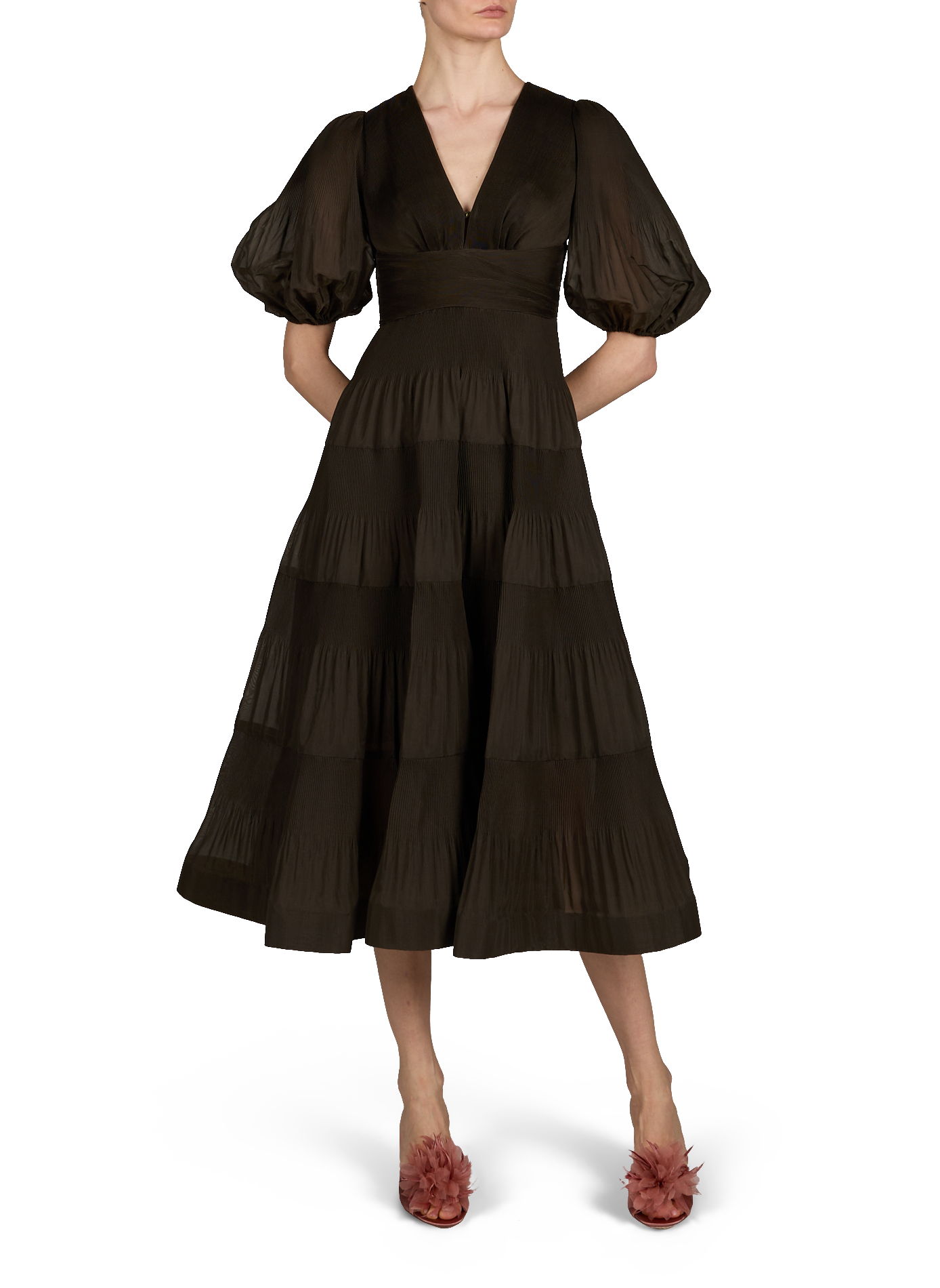 Robe plissée évasée ZIMMERMANN Vert