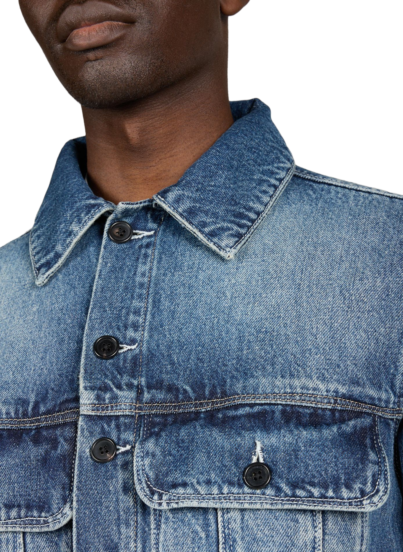 Veste délavée en denim de coton CAMIEL FORTGENS Bleu