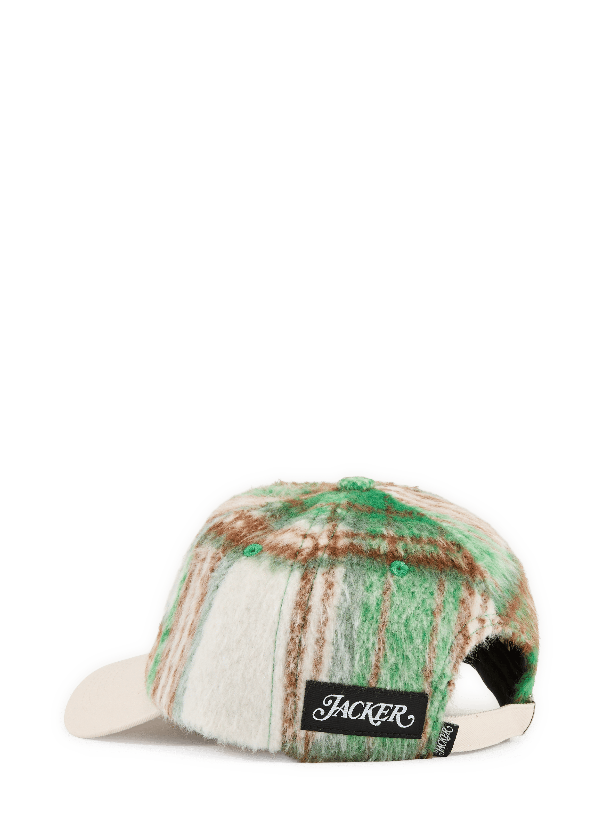 Casquette Mohair imprimé Tartan en coton mélangé JACKER. Beige