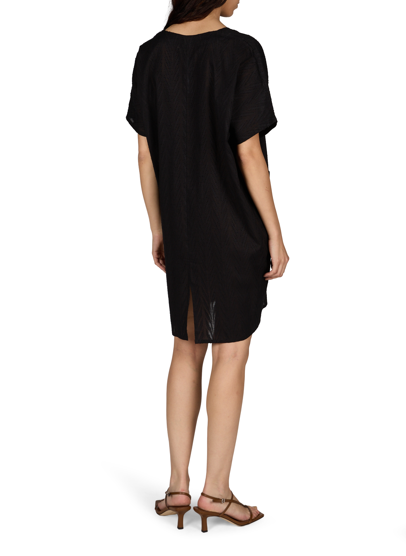 Robe de plage à col V en coton GRAIN DE SABLE Noir