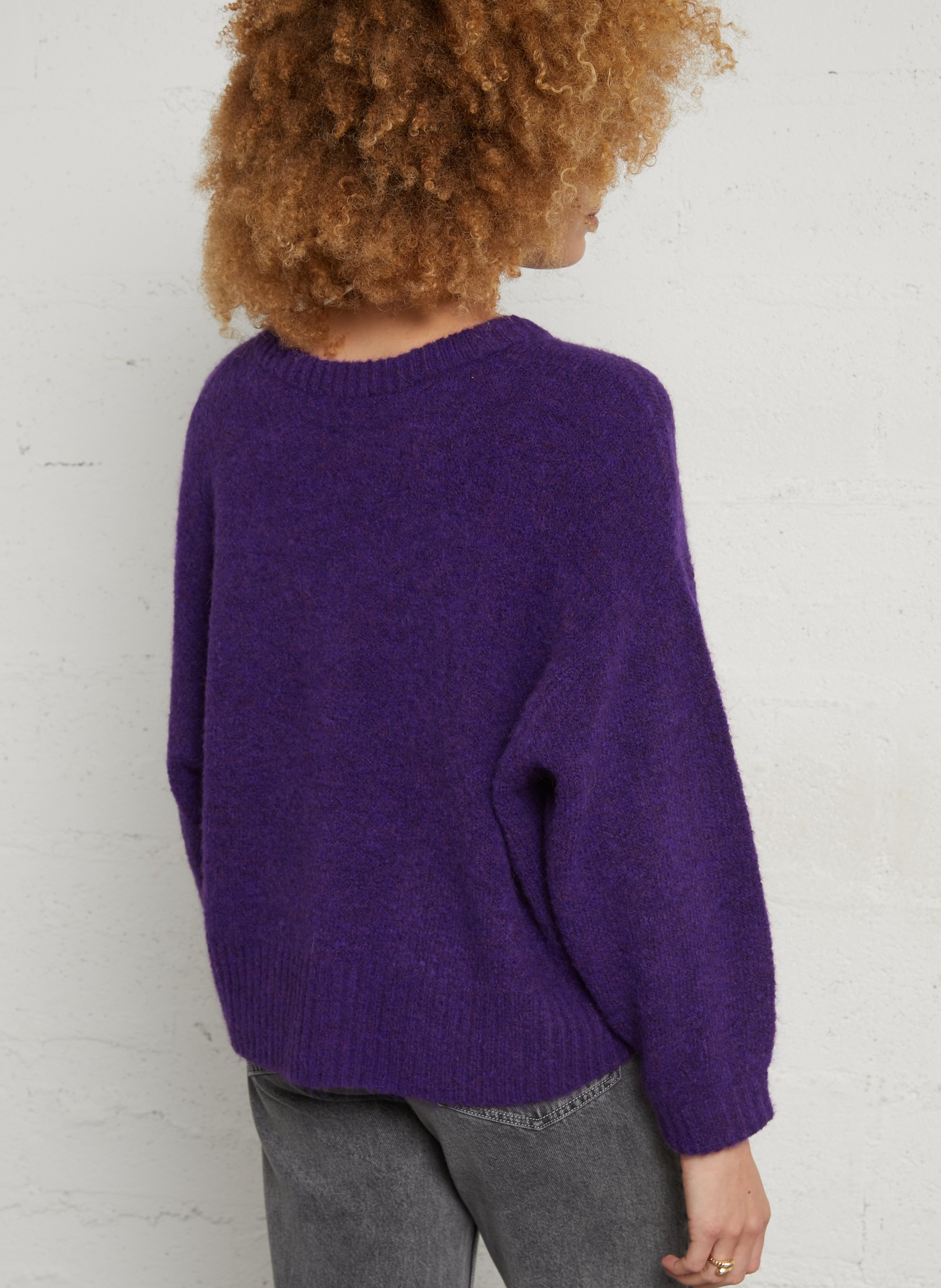 Pull oversize col rond en maille east AMERICAN VINTAGE Violet
