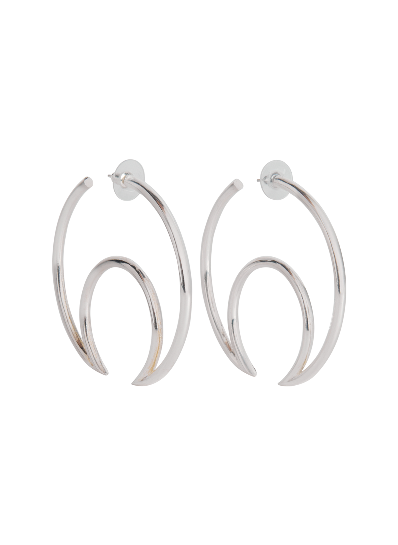 Recycled brass moon creoles MARINE SERRE Silver