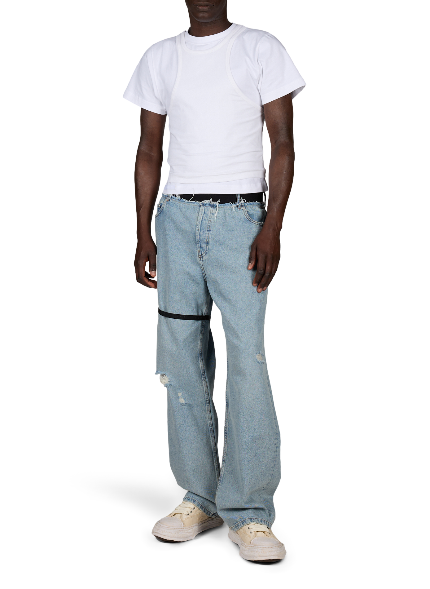 T-shirt doublé débardeur en coton mélangé ALAINPAUL Blanc