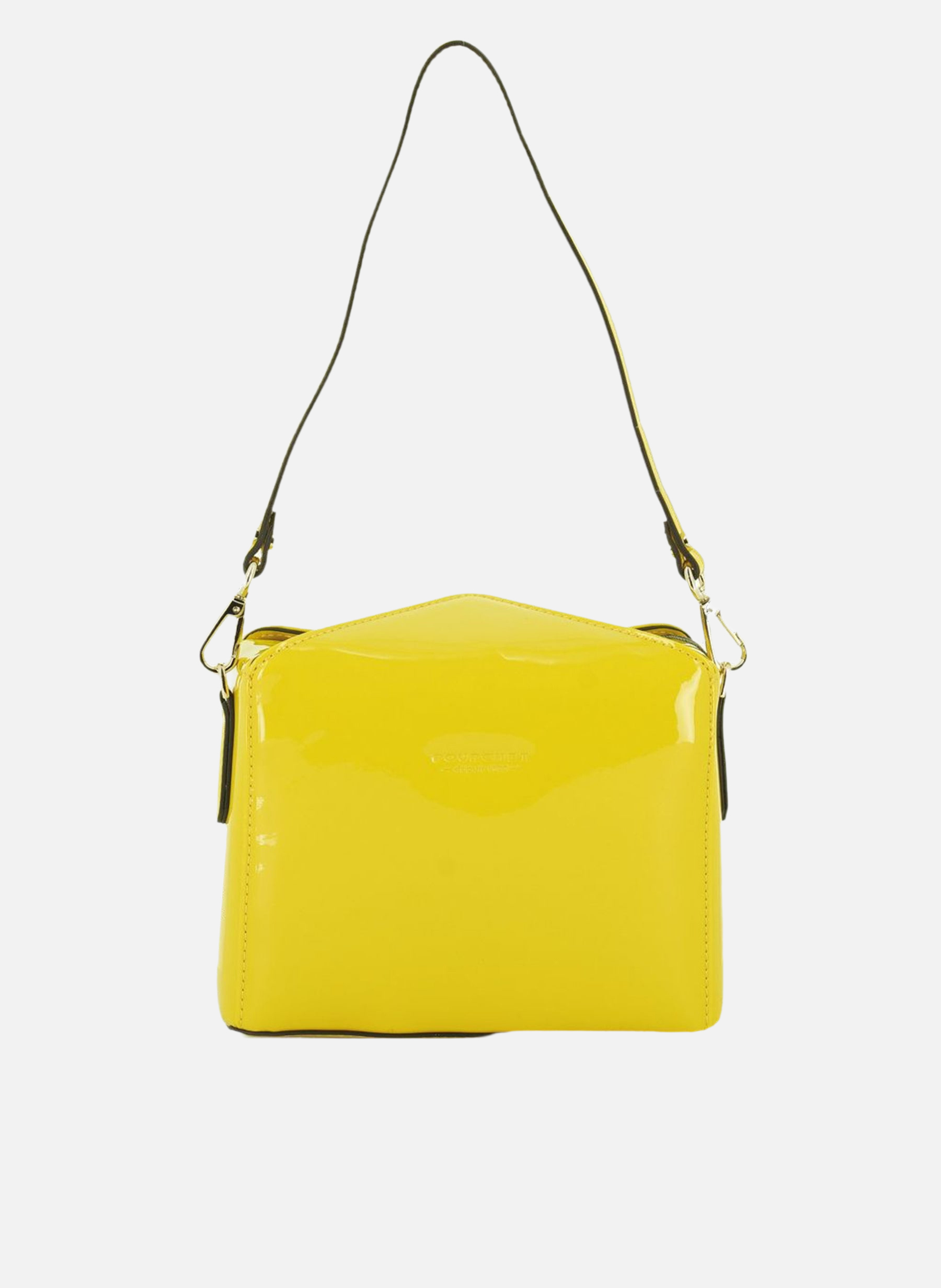 Cassetta vernis | sac porté épaule en cuir de vachette | Jaune POURCHET Femme