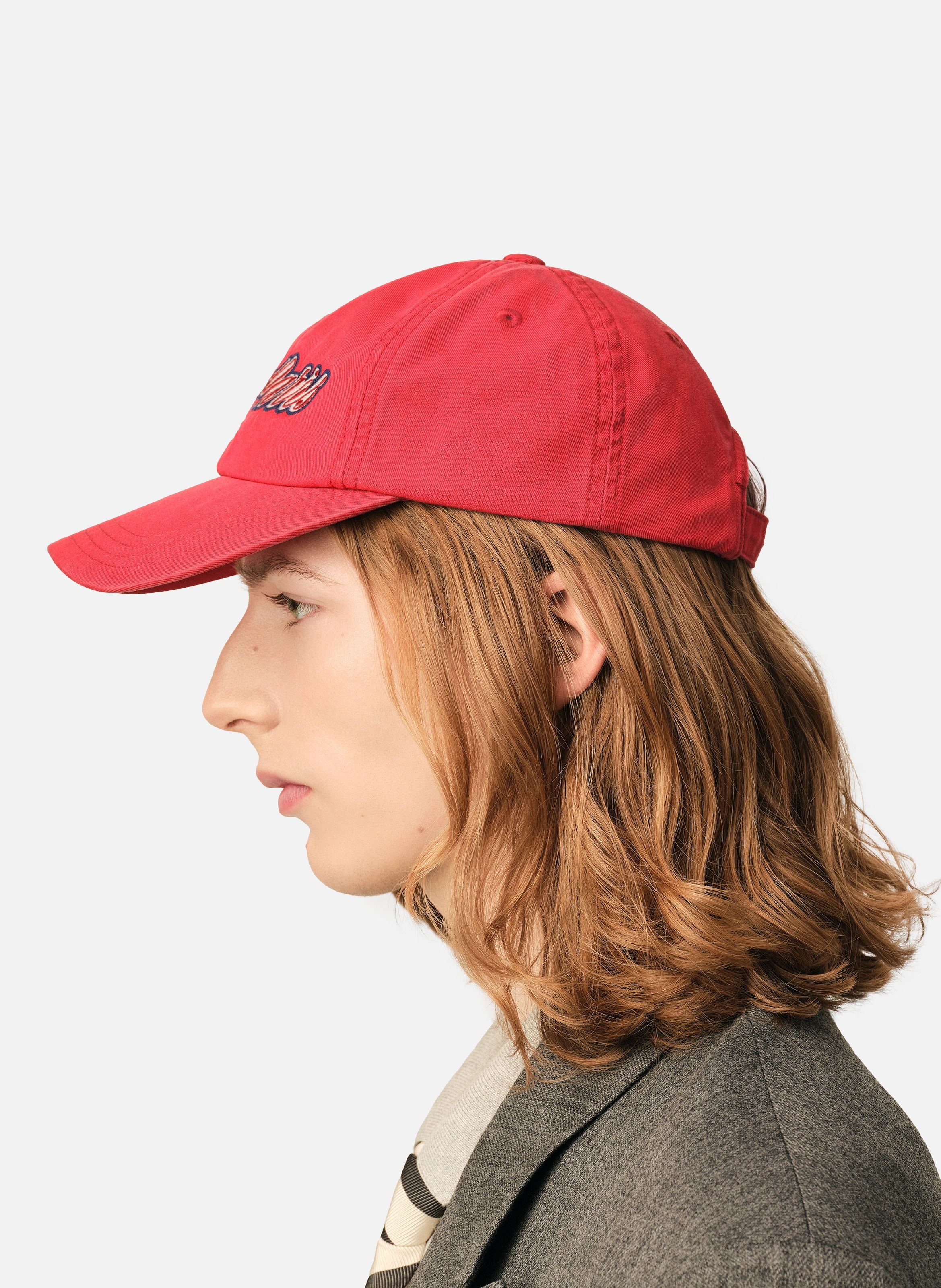 Casquette unisexe en coton broderie ami paris AMI PARIS Rouge