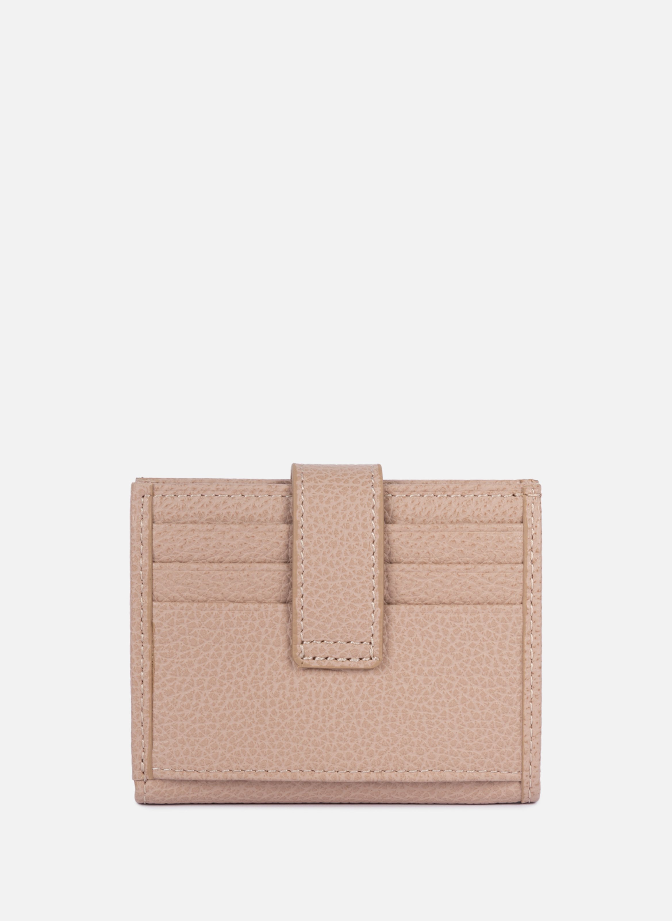 Kaarthouder - kleine granuleerleder | Beige LANCASTER Dames
