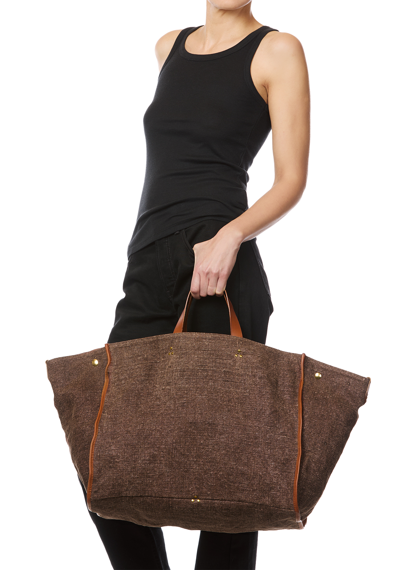 Léon L wool canvas tote bag JÉRÔME DREYFUSS Brown