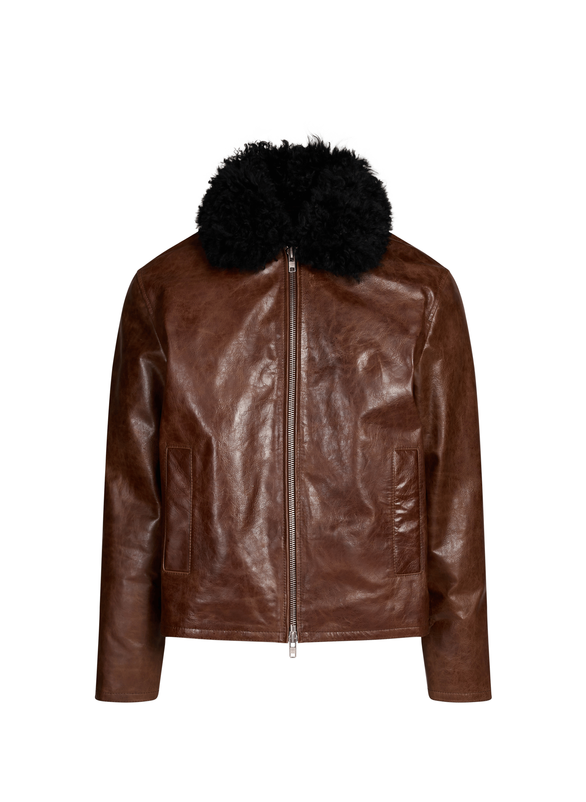 Izzy Jacke mit Pelzkragen aus Rindsleder SAISON 1865 Braun