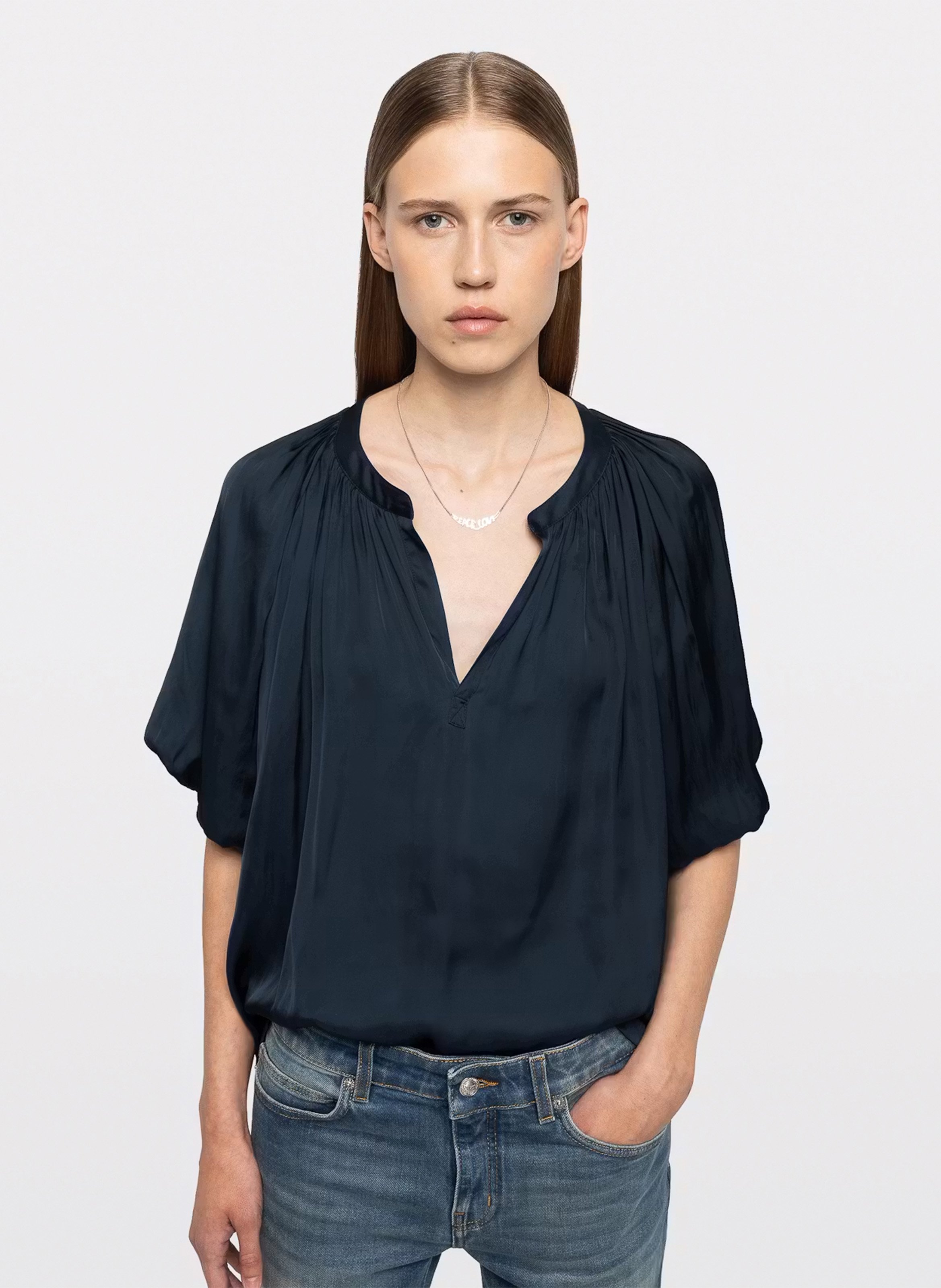 Blouse ample encolure v teko ZADIG&VOLTAIRE Bleu