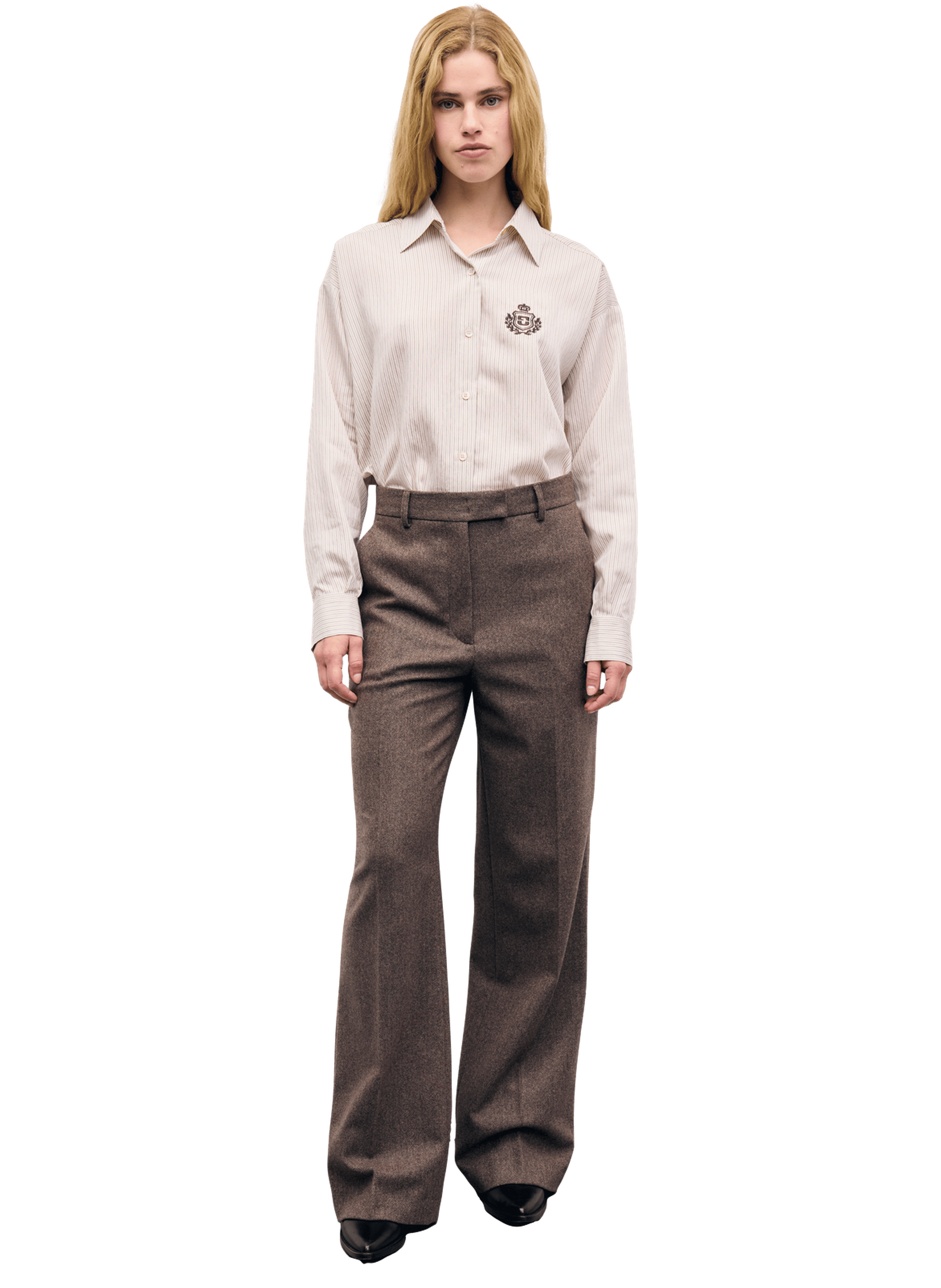 Pantalon large de tailleur à chevrons - mia GERARD DAREL Marron