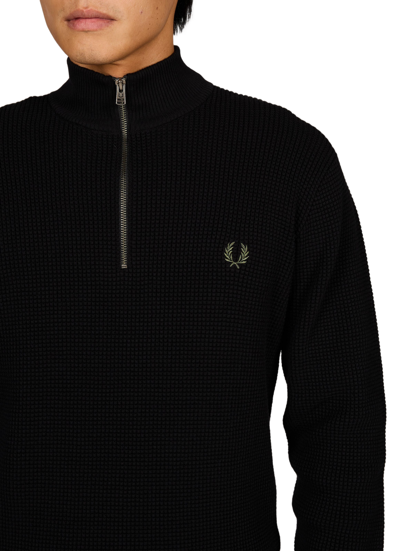 Geprägter Baumwollpullover FRED PERRY Schwarz