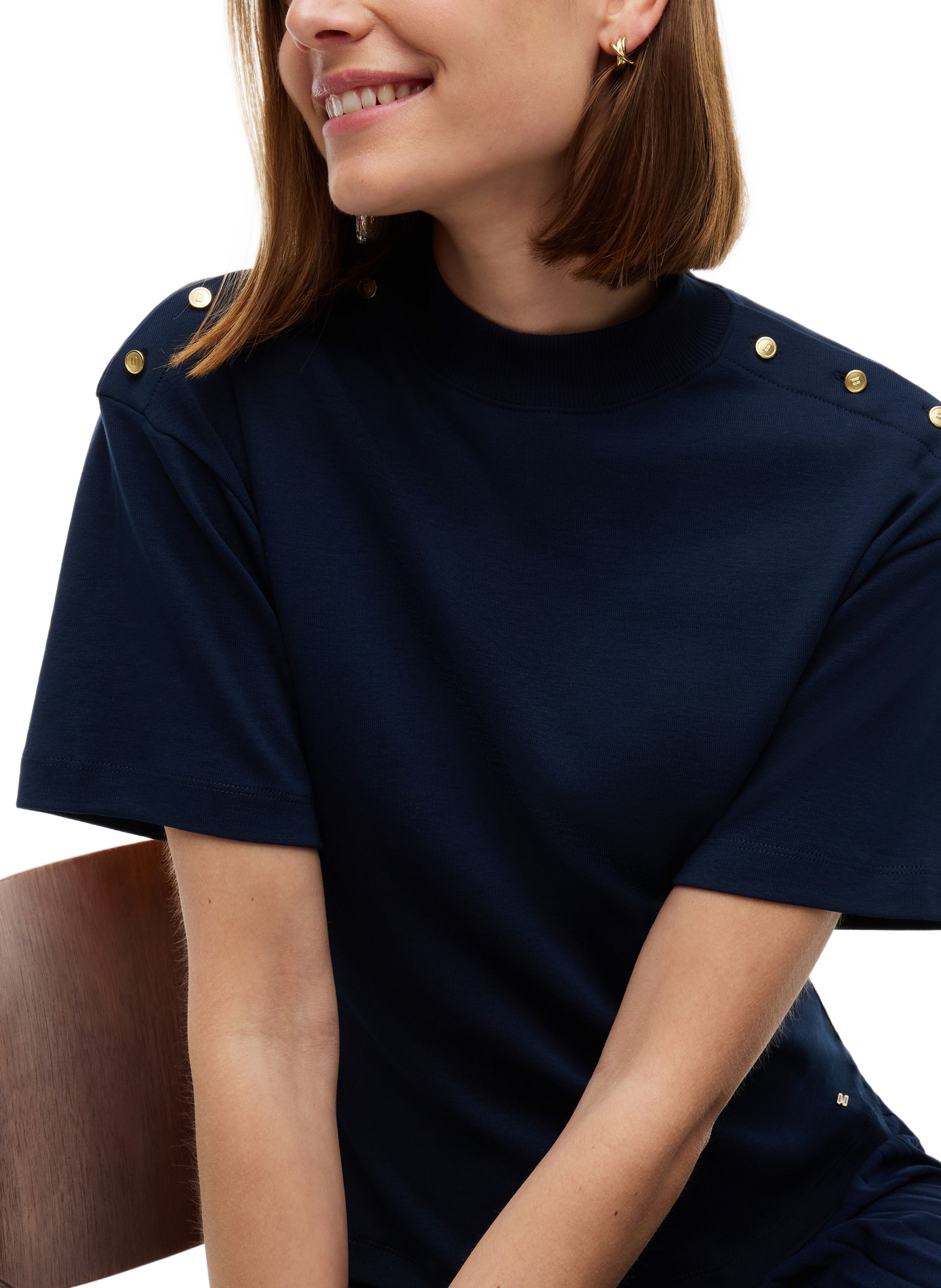 Robe midi plissée en coton TOMMY HILFIGER Bleu