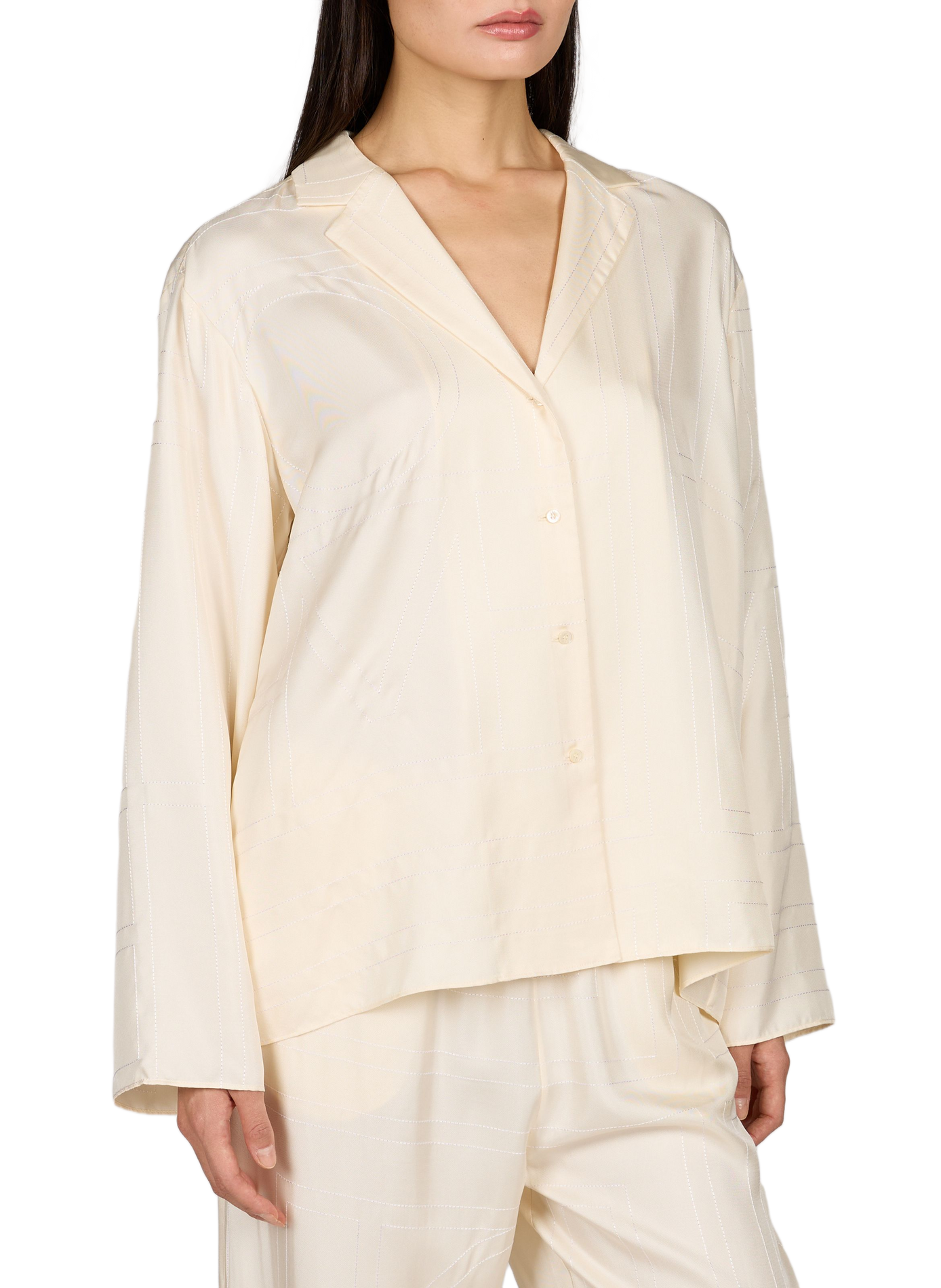 Shirt with embroidered lettering in silk TOTEME Beige