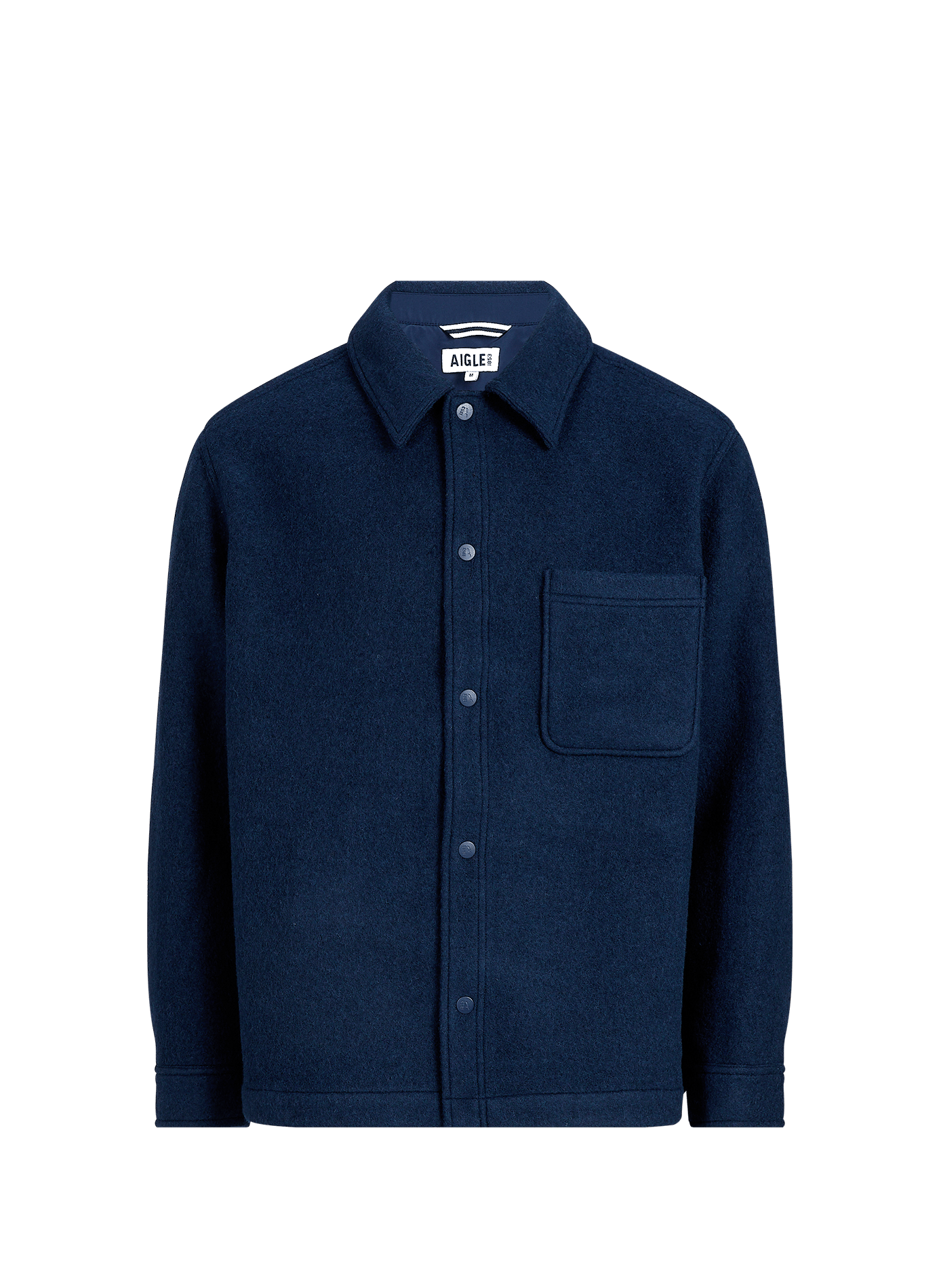 Straight buttoned jacket in blended wool  Navy