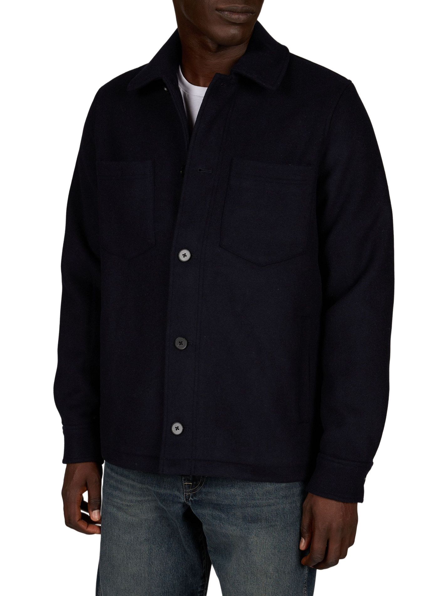 Straight wool blend jacket SAMSOE SAMSOE Blue