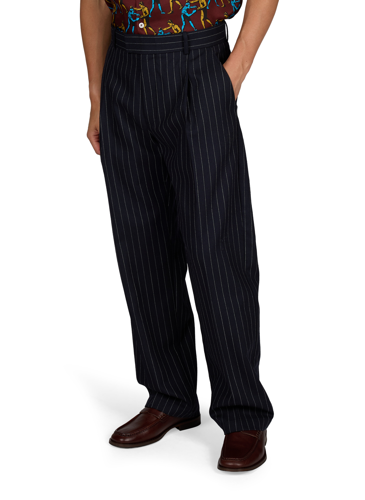 Wide-leg striped wool trousers DROLE DE MONSIEUR Blue