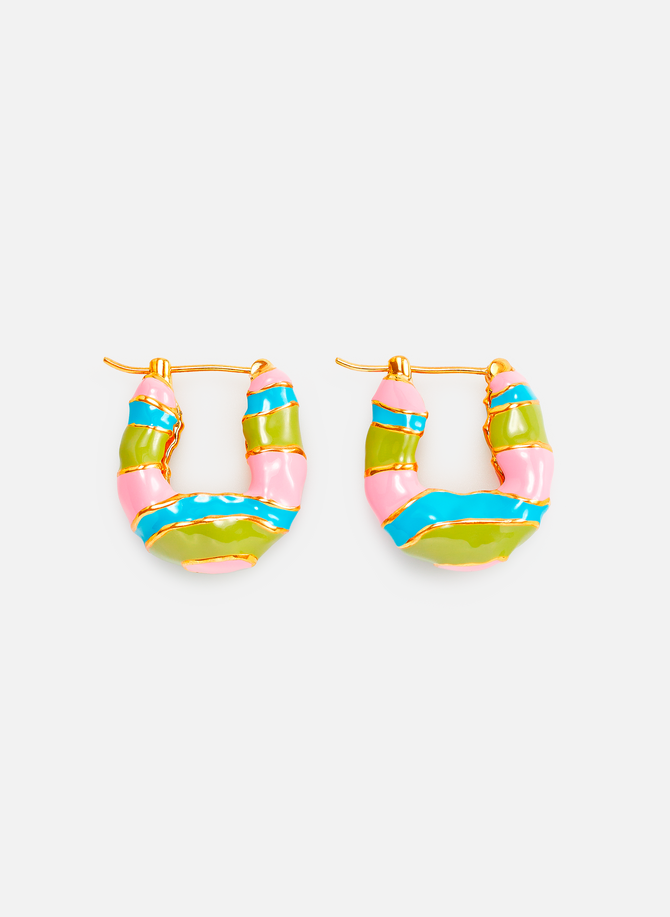 Wave striped gold-plated brass earrings JOANNA LAURA CONSTANTINE