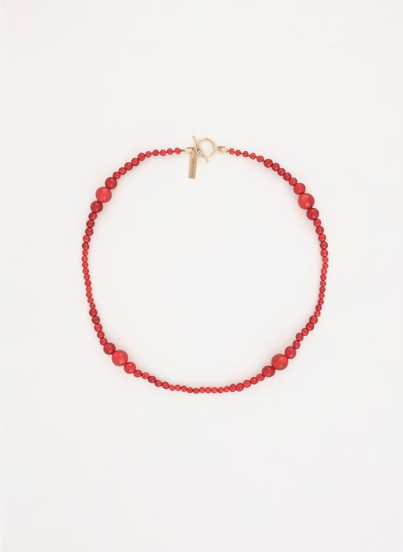 Collier perlé swell cornaline rouge orangée argent 925 plaqué or Rouge by ANNA SOTTILOTTA ANNA SOTTILOTTA Collier perlé swell cornaline rouge orangée argent 925 plaqué or Rouge